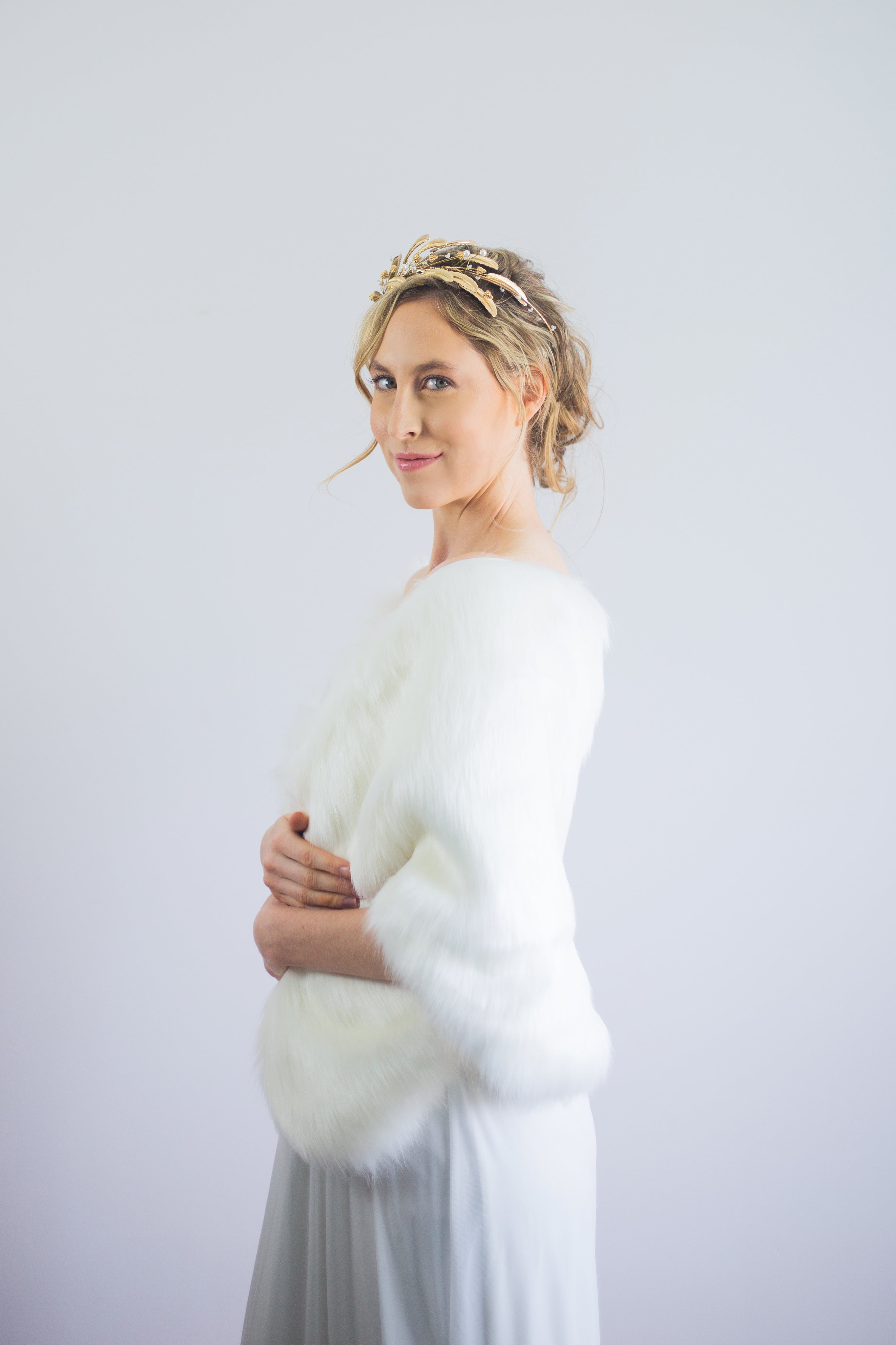 Ivory White Fur Shawl - Butterfly Ivy03 Elegant Winter Wrap for Women | Perfect for Weddings, Parties & Cold Weather Fashion