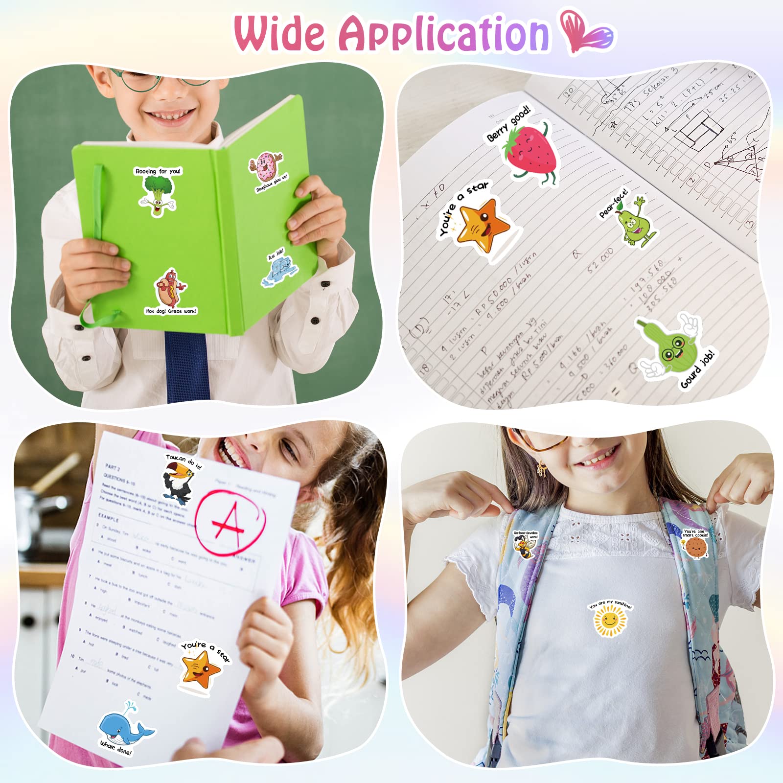 1000 Pcs Motivational Reward Stickers for Kids - 50 Fun Designs, Positive Teacher Supplies for Classroom, Student Incentive Stickers with Encouraging Words - Perfect for School Awards, Homework Motivation & Behavior Charts