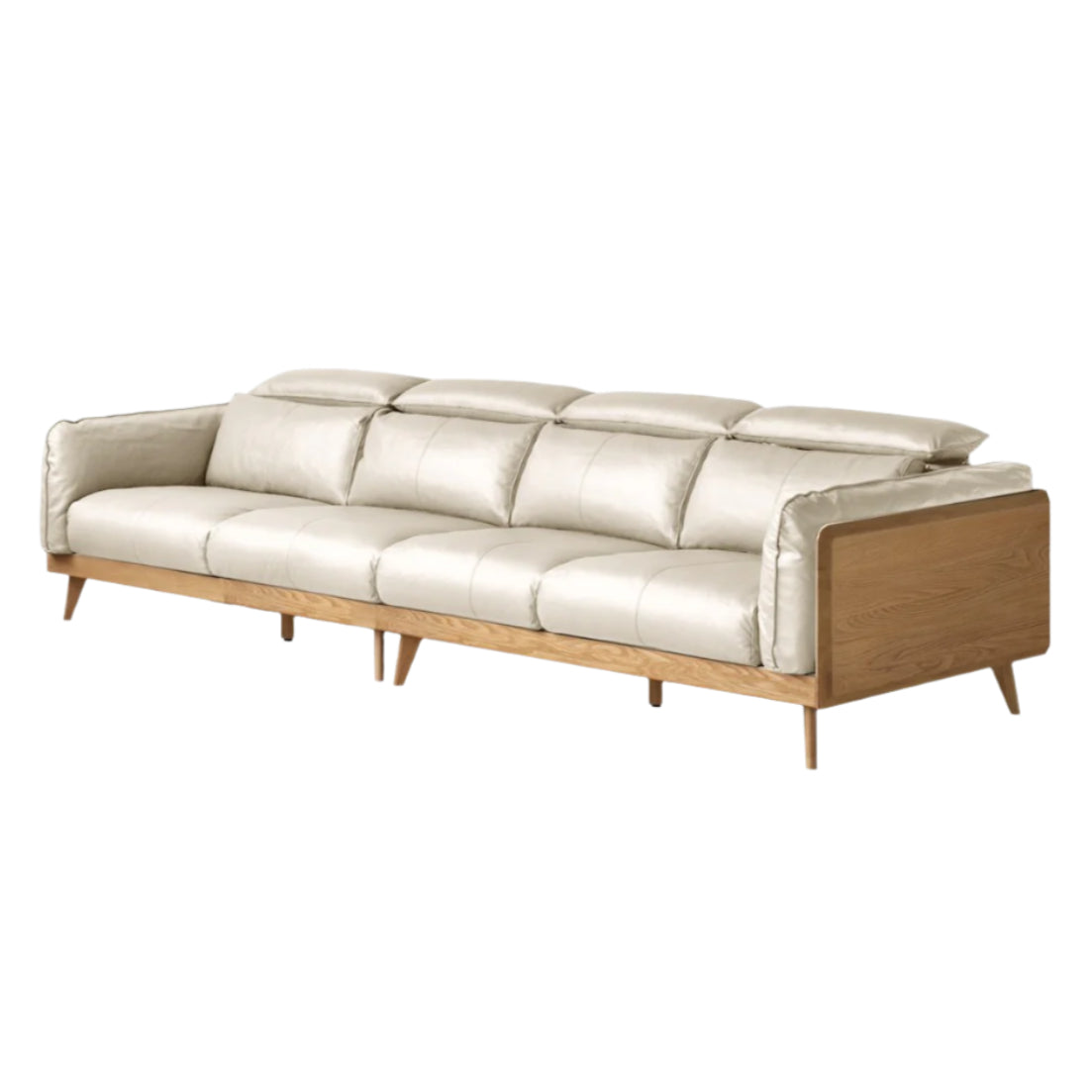 Modern Oak Solid Wood Straight Row Down Sofa - Durable & Stylish Living Room Furniture for Home, Office, and Lounge Spaces
