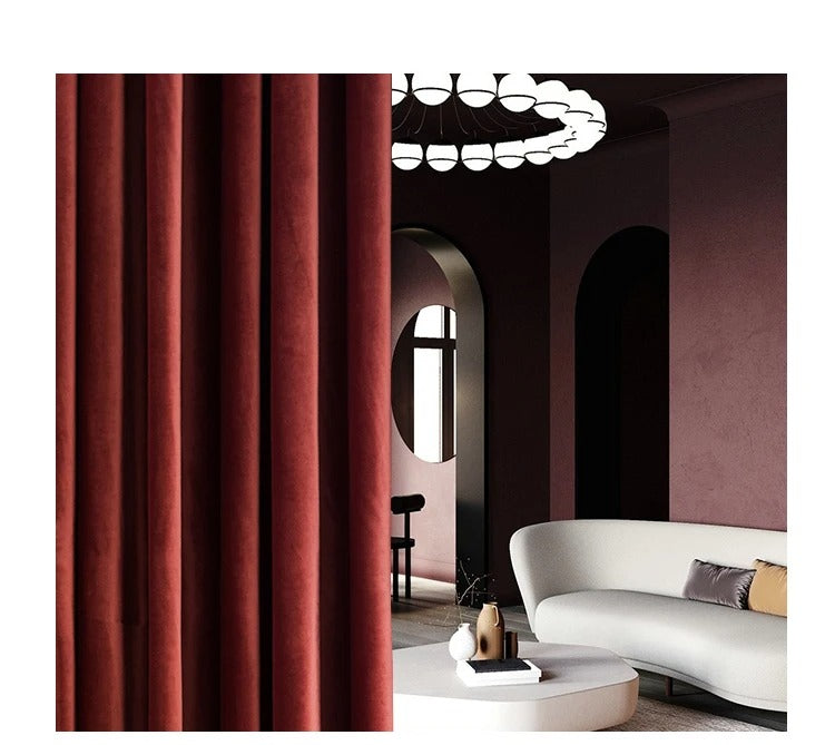 Brittany Velvet Plain Curtains - Dark Red Blackout Drapes for Living Room & Bedroom - Thermal Insulated Window Treatments for Home Decor