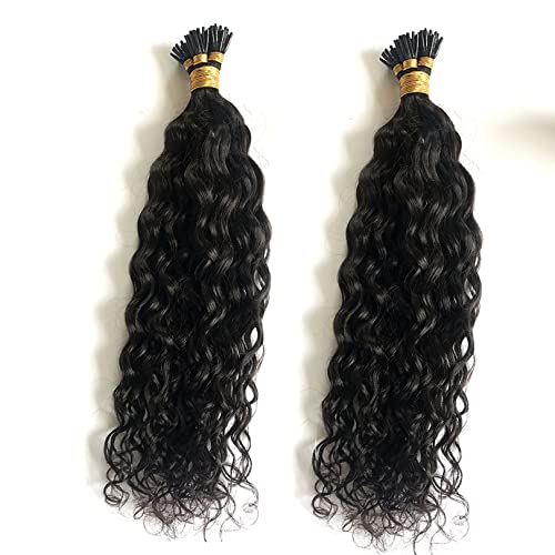 Brazilian Loose Curly I-Tip Hair Extensions 18 Inch 100 Strands - 100% Human Hair for Black Women - Natural Color - Perfect for Styling, Volume & Protective Hairstyles