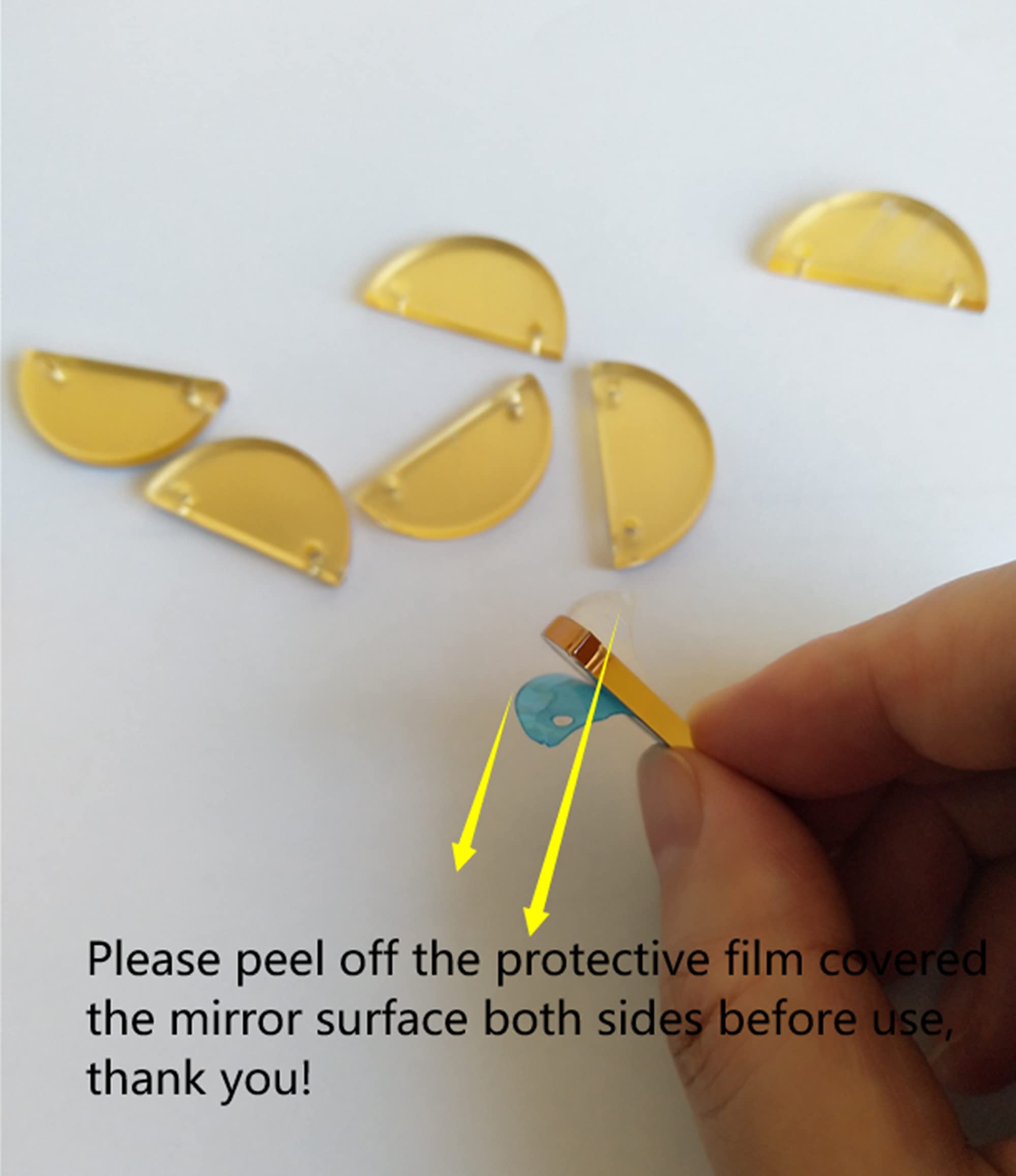30PCS Half Circle Mirror Acrylic Jewelry Findings - Gold Mirror Acrylic Earring Blanks & Necklace Pendants for DIY Jewelry Making - Perfect for Earrings, Necklaces, Bracelets & Craft Projects