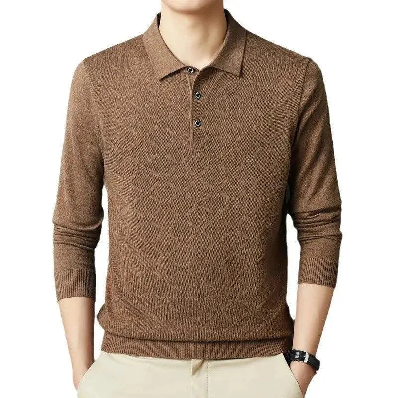 Men's Argyle Pattern Polo Shirt - Classic Knit Golf Shirt for Business Casual & Office Wear