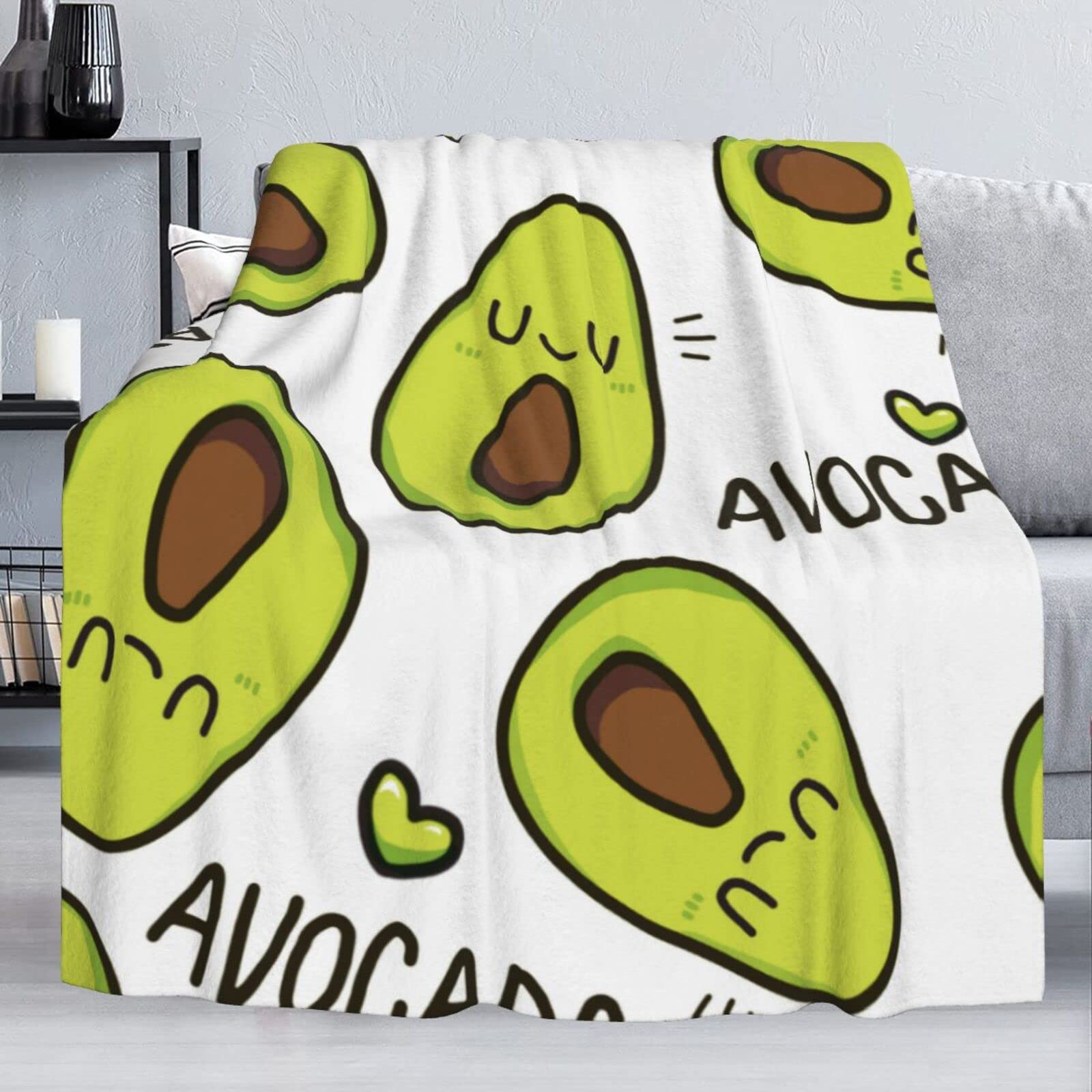 Avocado Print Soft Fleece Throw Blanket 60x80 Inches - Lightweight Cozy Blanket for Couch, Sofa & Bed - Funny Large Blanket for Kids, Men & Women - Perfect for Home, Office & Travel Use