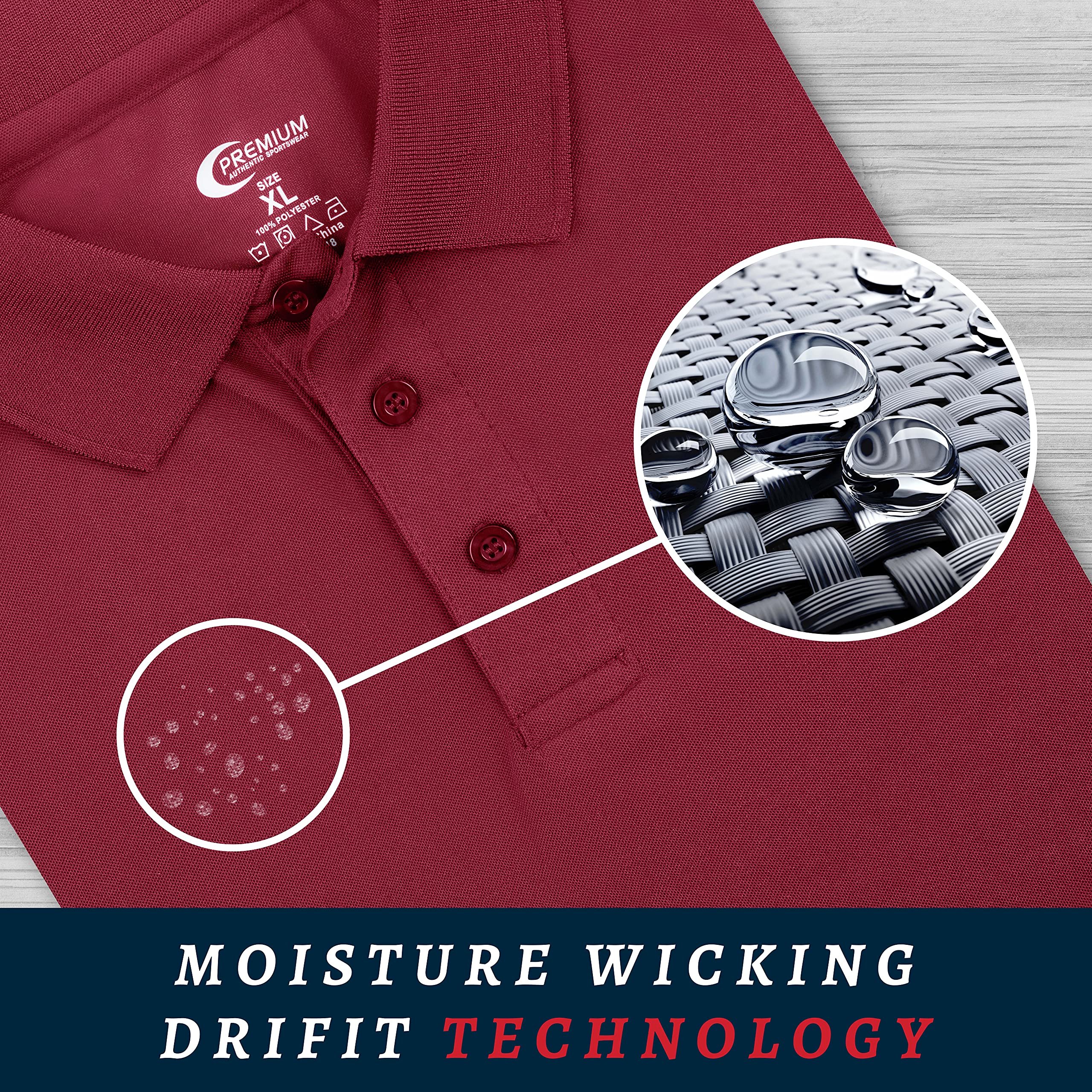 Premium Moisture-Wicking Men's Polo Shirt - Quick-Dry Breathable Golf & Casual Wear for Active Lifestyles