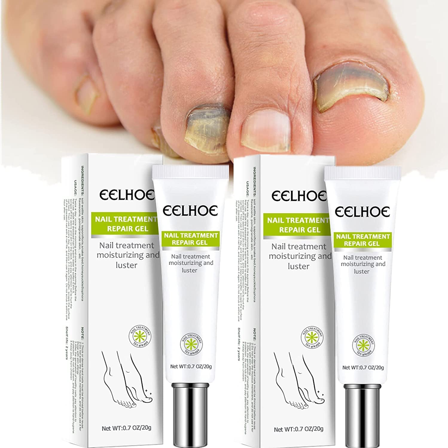 EELHOE Toe Nail Fungus Treatment Repair Gel - Effective Nail Fungus Treatment for Toenails & Fingernails | Renews Yellow, Cracked & Split Nails | Soothing Moisture Care | Perfect for Athletes, Pedicures & Daily Foot Care