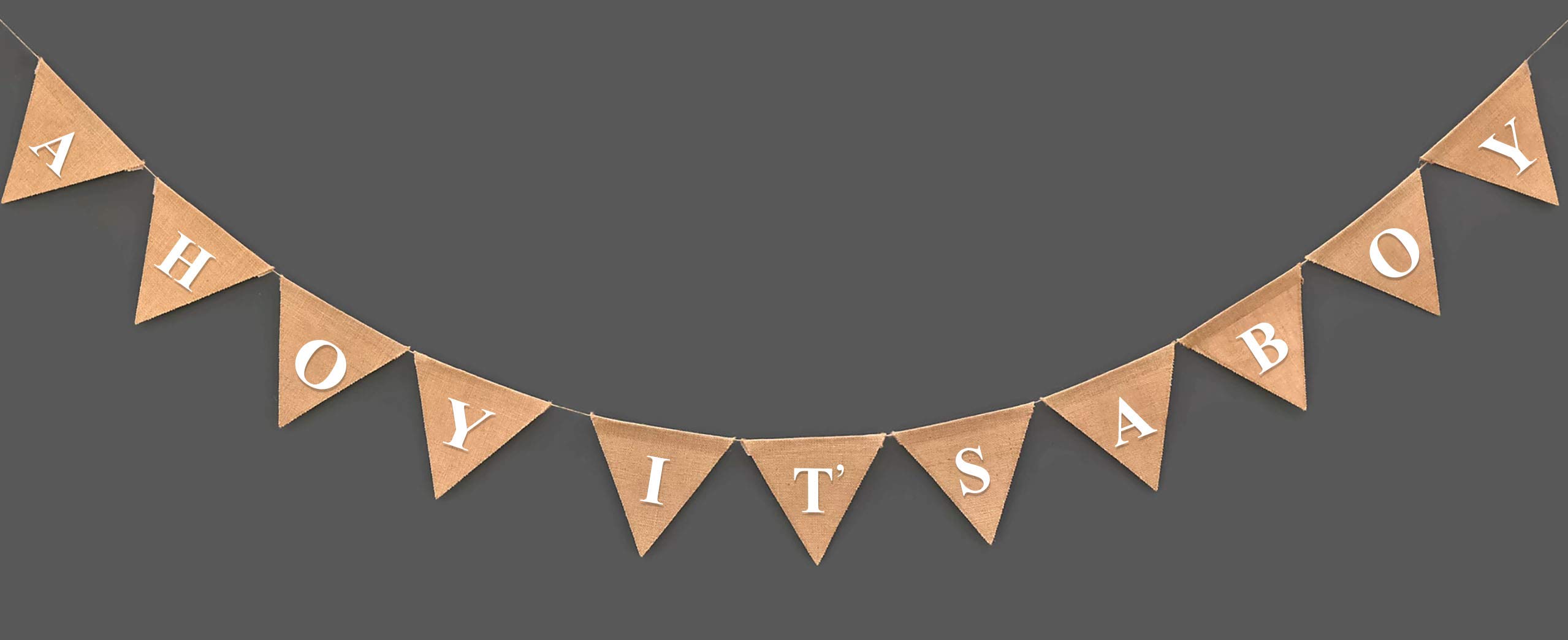Ahoy It's A Boy Burlap Banner - Rustic Nautical Baby Shower Decor with Blue Baby Feet - Perfect for Gender Reveal, Nursery Wall Decor & Coastal Themed Parties
