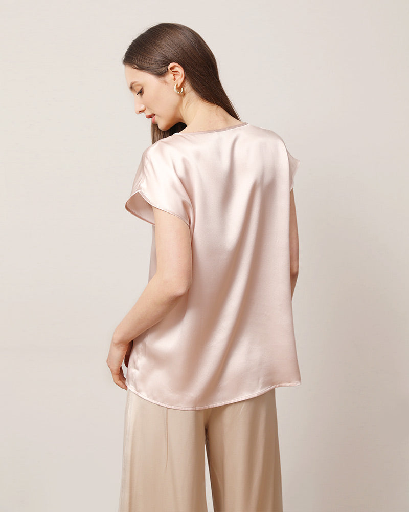 Luxury Basic Cap Sleeve Silk Blouse for Women | Elegant & Comfortable Silk Top | Perfect for Office Wear, Date Night & Special Occasions