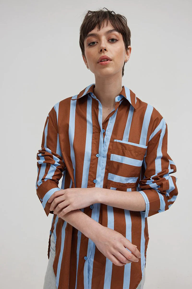 BUDDY SHIRT - Soft Cotton Casual Tee in Azure & Terra Colors | Perfect for Everyday Wear, Weekend Outings & Relaxing at Home