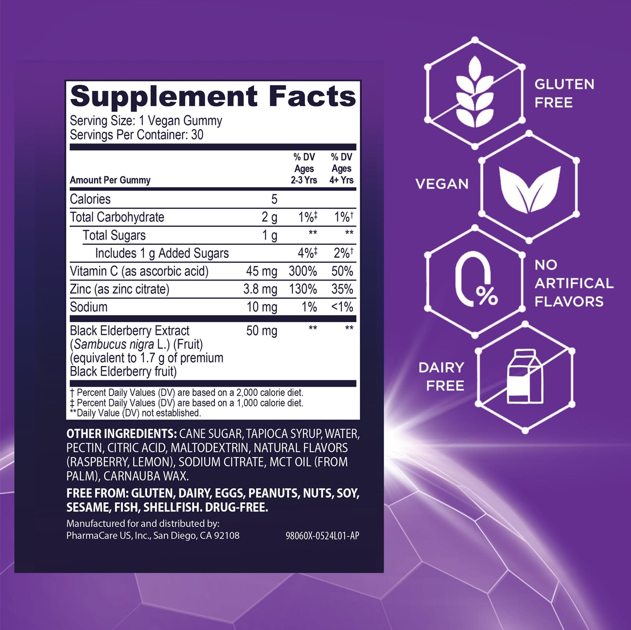Sambucol Black Elderberry Gummies for Kids - Immune Support with Zinc & Vitamin C - 30 Count - Delicious Berry Flavor for Daily Wellness & School Days