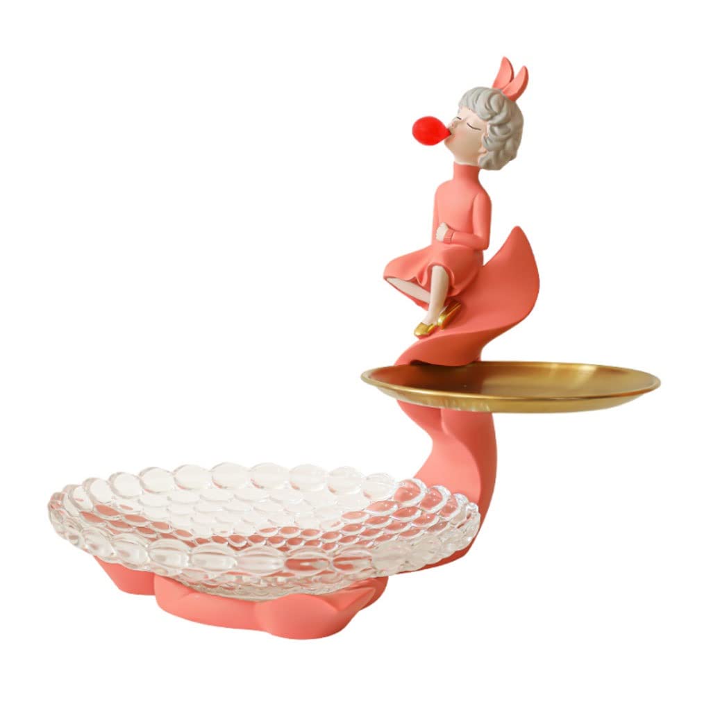Nordic Creative Pink Resin Fruit Bowl - Durable Dried Fruit Plate for Living Room, Kitchen, Dining Table | Stylish Candy & Dessert Tray, Snack Basket | Perfect for Home Decor, Parties & Daily Use