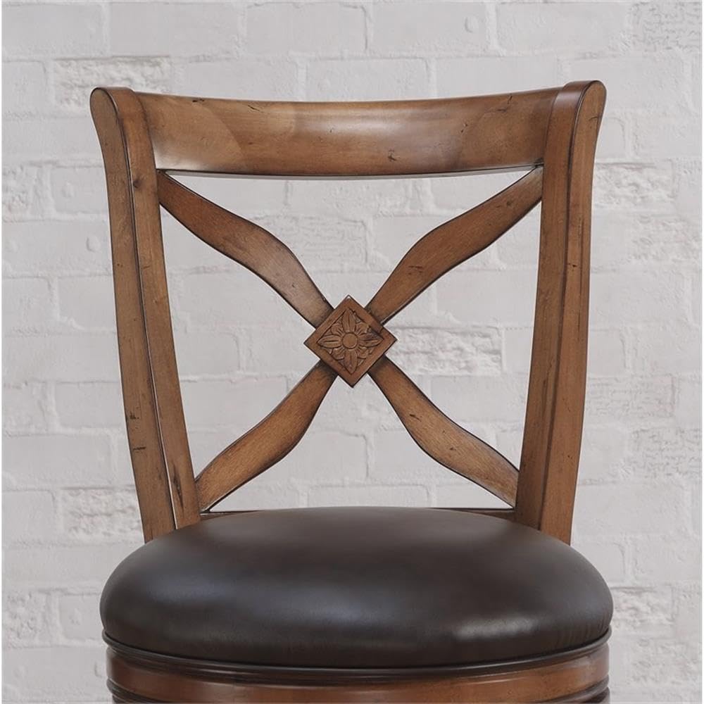 American Woodcrafters Provence Bar Stool - Solid Wood Counter Height Stool with Backrest | Rustic Farmhouse Kitchen Island & Breakfast Nook Seating