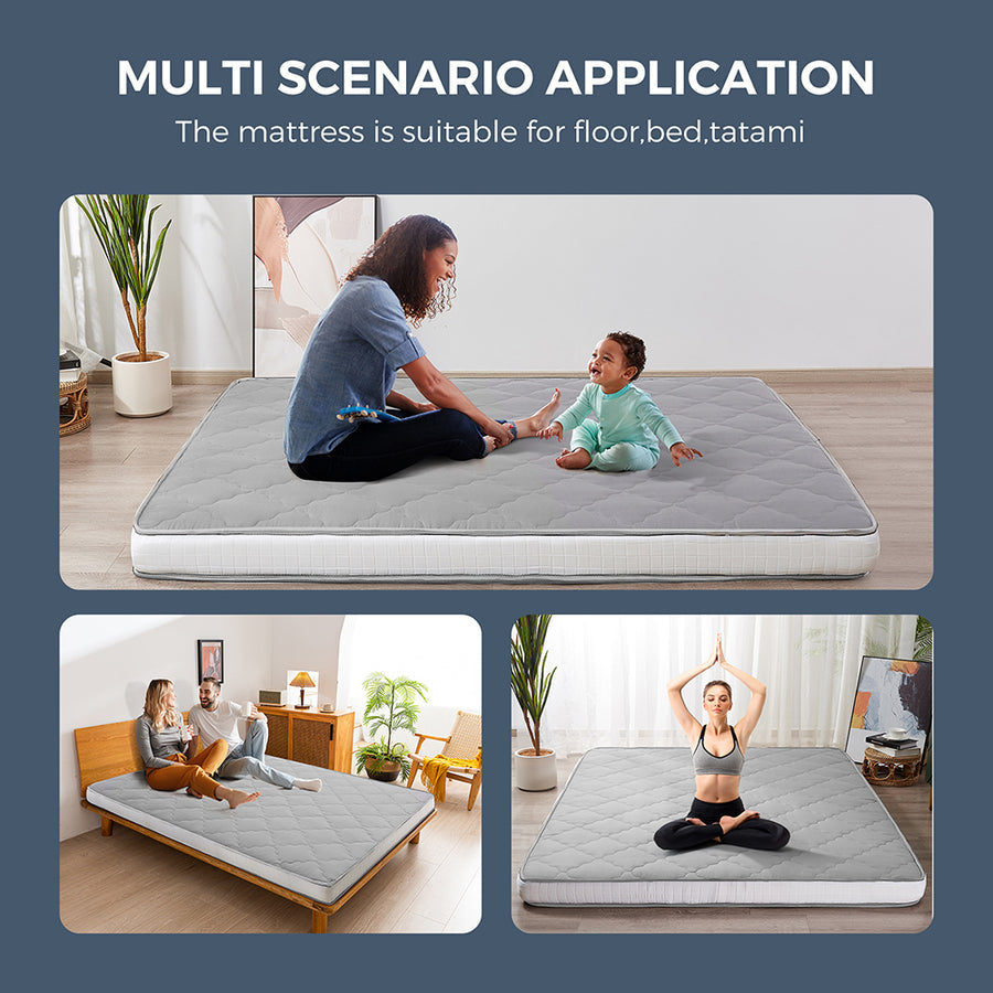 MAXYOYO Japanese Floor Mattress - Extra Thick Padded Tatami Mat for Sleeping & Lounging, Grey Style | Perfect for Guest Beds, Meditation, Yoga & Small Space Living