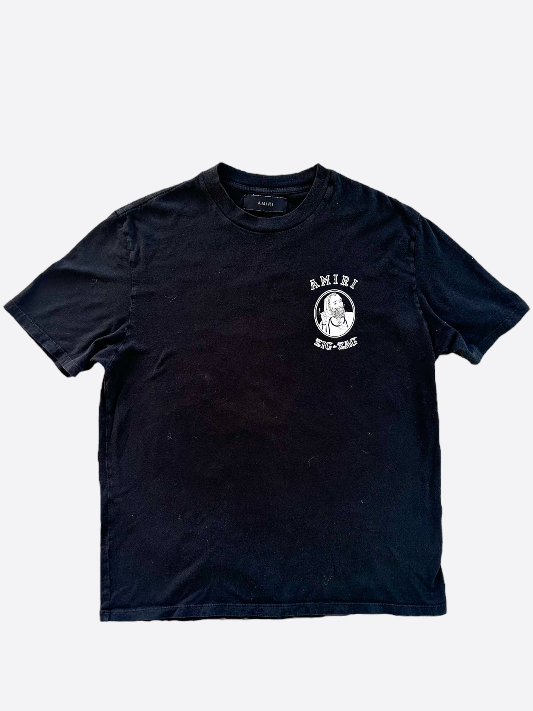 Amiri Zig Zag Black Logo T-Shirt for Men | Premium Cotton Streetwear Tee | Casual Outfit & Night Out Essential