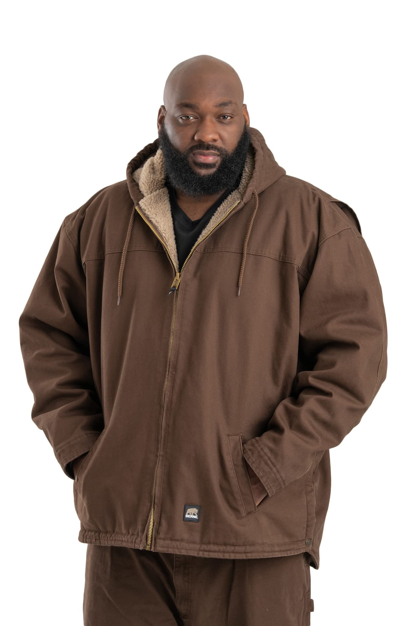Berne Men's Heartland Washed Duck Hooded Work Jacket - Durable Winter Work Coat for Construction, Farming & Outdoor Activities