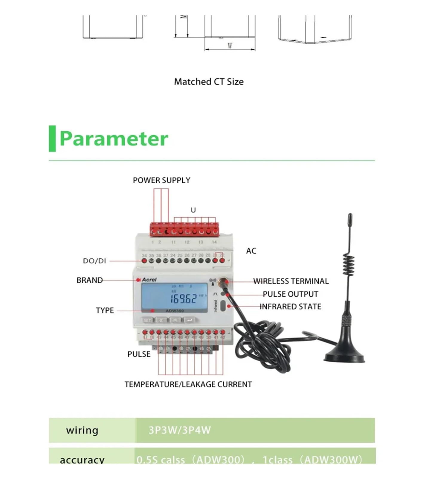 ADW300 4GHW 3 Phase Smart Energy Meter with Communication Module, AC 230V - Monitor Electricity Usage for Industrial, Commercial & Residential Applications