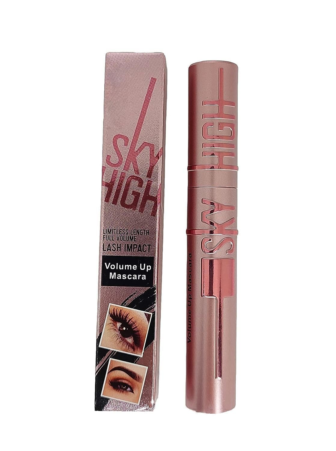 TRIMAX GOLD Sky High Waterproof Mascara - Volumizing & Lengthening Black Mascara for Bold Lashes, Smudge Proof & Long Lasting Eye Makeup | Perfect for Daily Wear, Night Out & Special Occasions