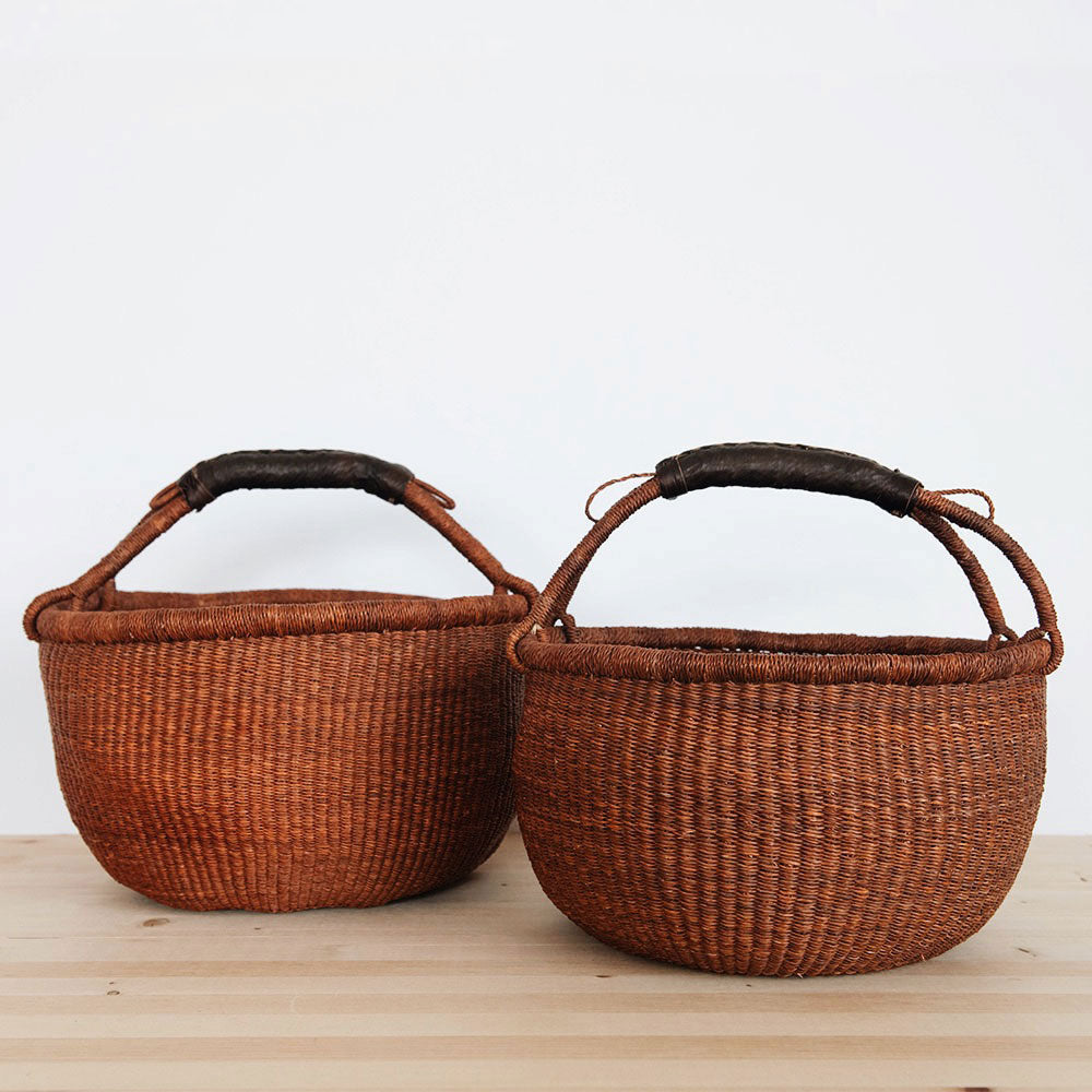 Handwoven Bolga Basket with Cinnamon Finish - Perfect for Home Decor, Storage & Gift Giving - Eco-Friendly & Stylish for Living Room, Kitchen & Office Use