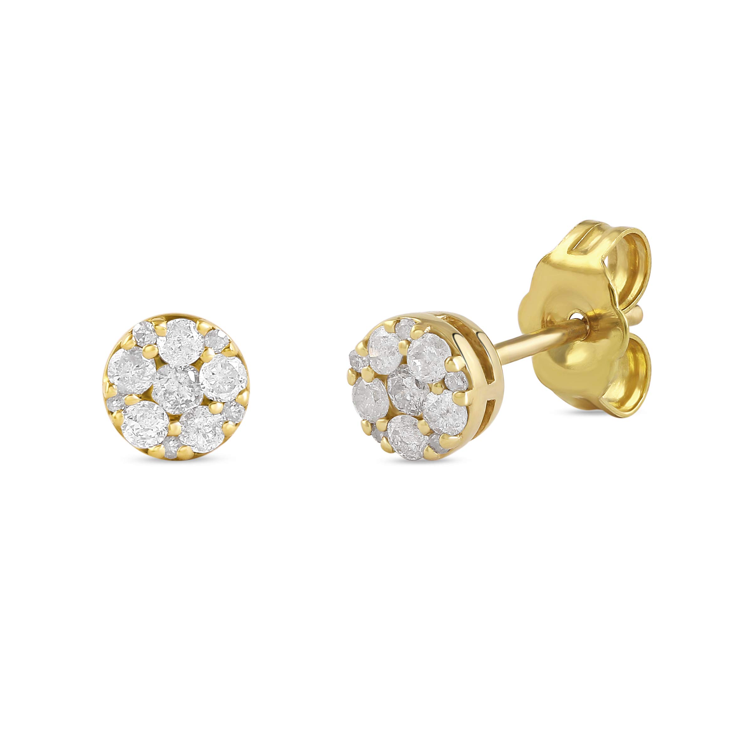 Labella Sterling Silver 1/4 CTW Diamond Cluster Stud Earrings for Women - Rhodium Plated Hypoallergenic Jewelry - Perfect Gift for Her, Birthday, Anniversary & Special Occasions