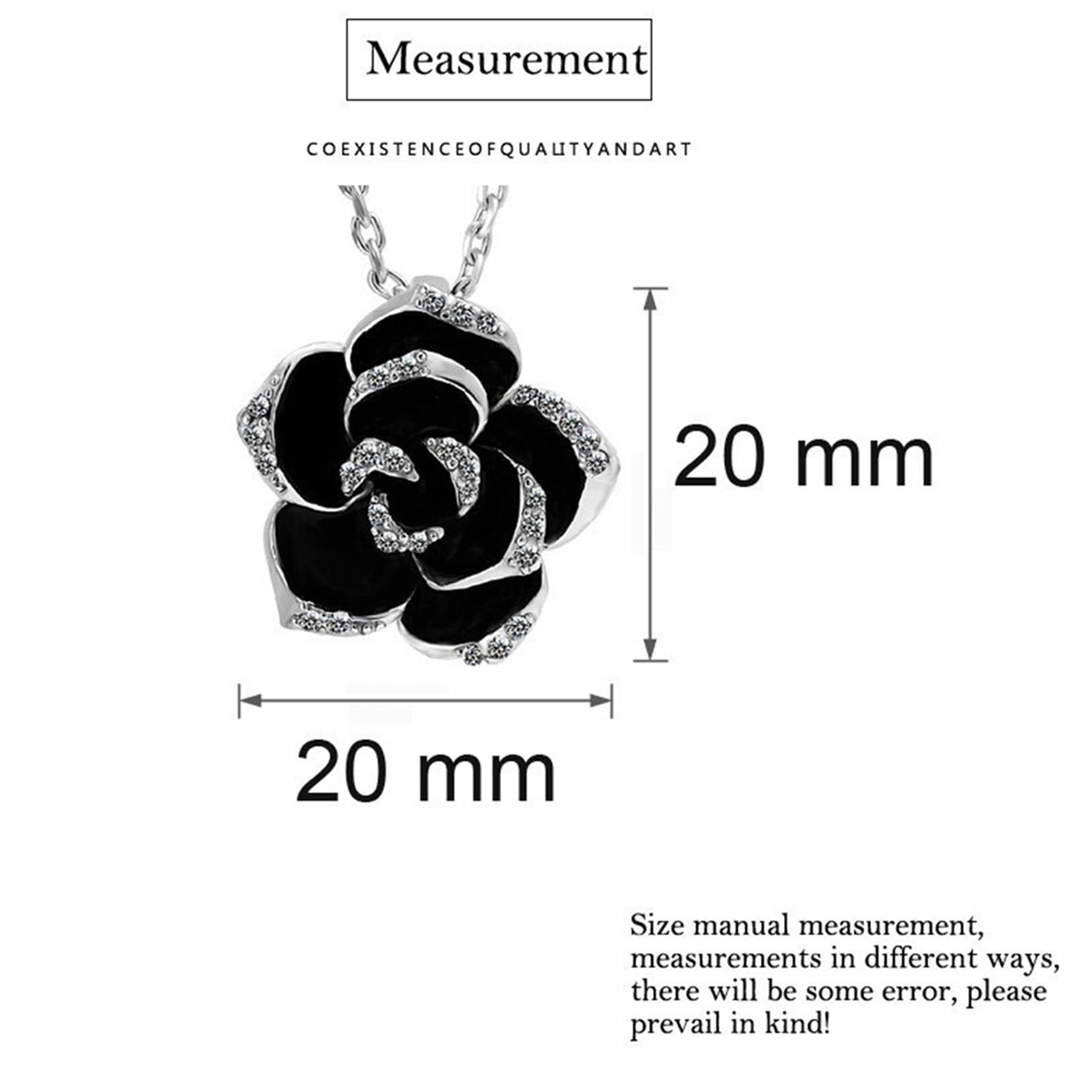 Black Rose Camellia Jewelry Set for Women - Elegant Flower Pendant Necklace & Dangle Earrings Set, Fashion Bridal Wedding Gift | Perfect for Anniversary, Valentine's Day & Special Occasions