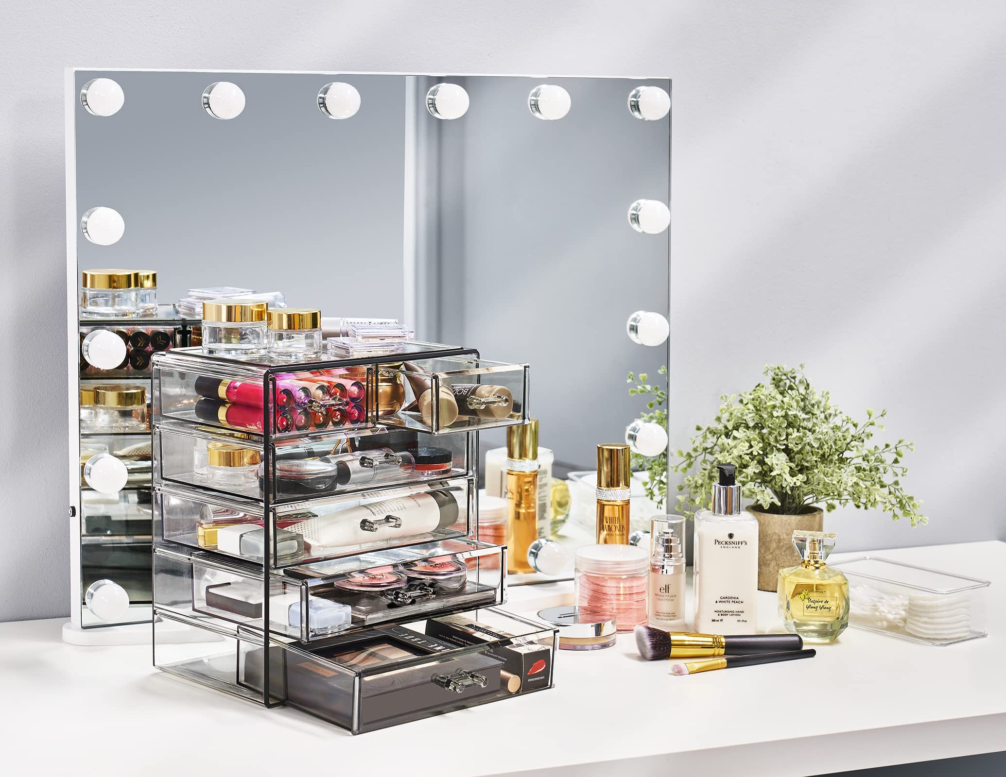Sorbus Clear Acrylic Makeup Organizer with 4 Large & 2 Small Drawers - Cosmetic Storage Case for Makeup, Jewelry & Beauty Accessories - Perfect for Vanity, Bathroom, College Dorm, Closet & Desk Organization (Ideal for Daily Beauty Routine & Travel)