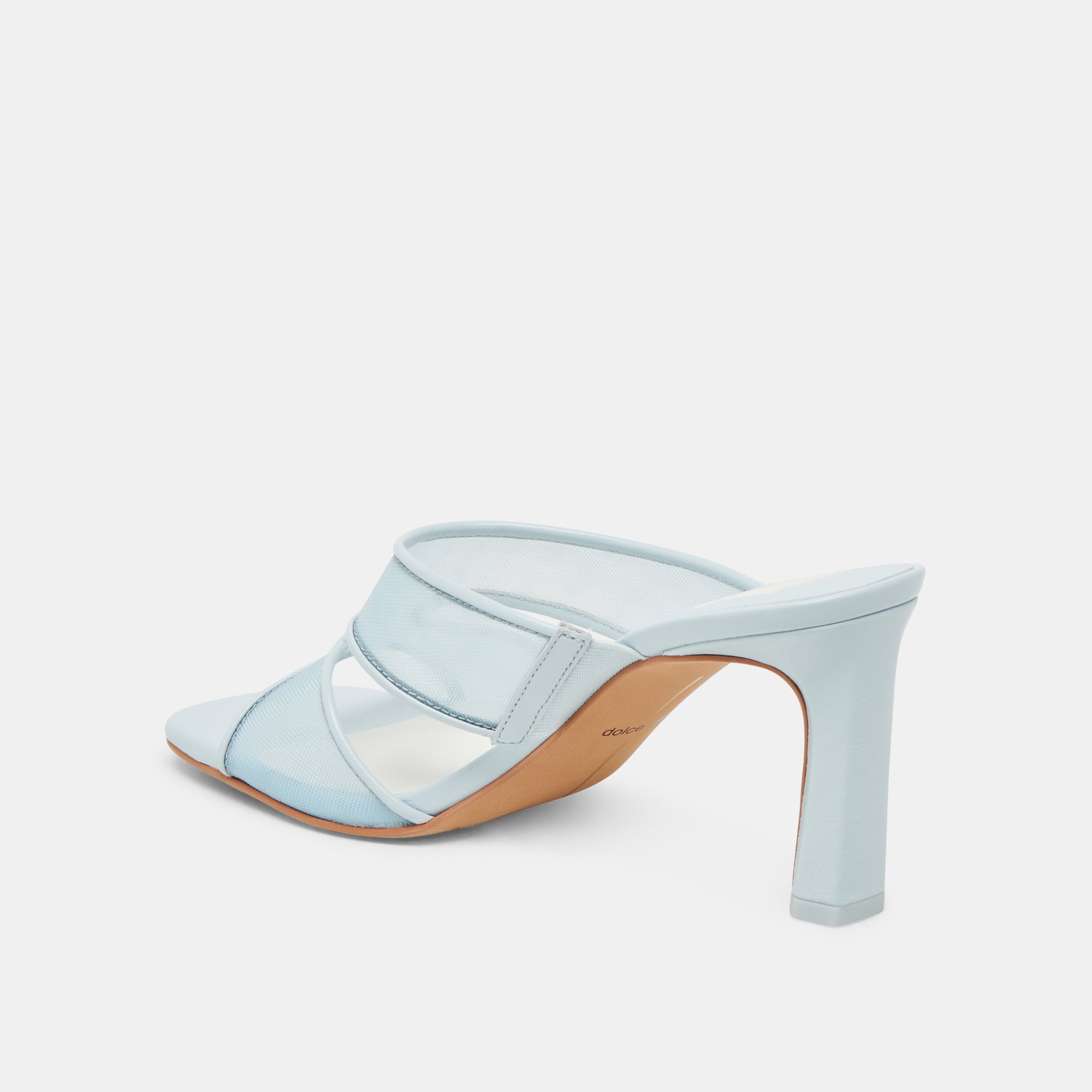 GITEL Women's Wide Heel Sandals - Ice Blue Mesh Summer Shoes for Beach, Party & Casual Outings