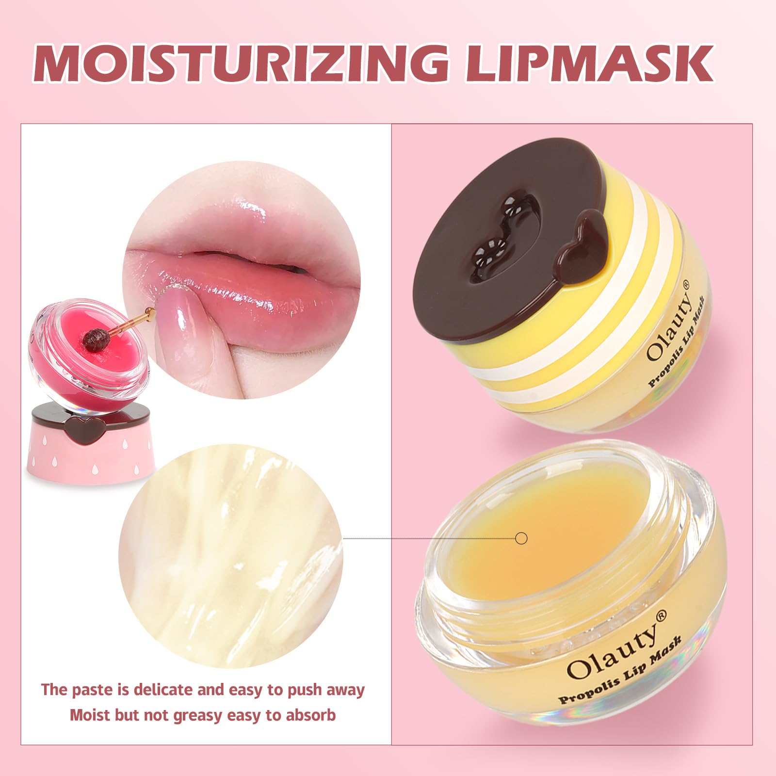 Bee Lip Balm 2PCS - Honey & Watermelon Overnight Lip Mask for Dry Lips | Hydrating Lip Care for Cracked Lips & Lines