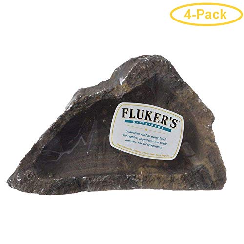 Flukers Repta-Bowl Medium Reptile Food Dish - 6 Inch Long, Pack of 4 - Perfect for Feeding Snakes, Lizards, and Small Pets