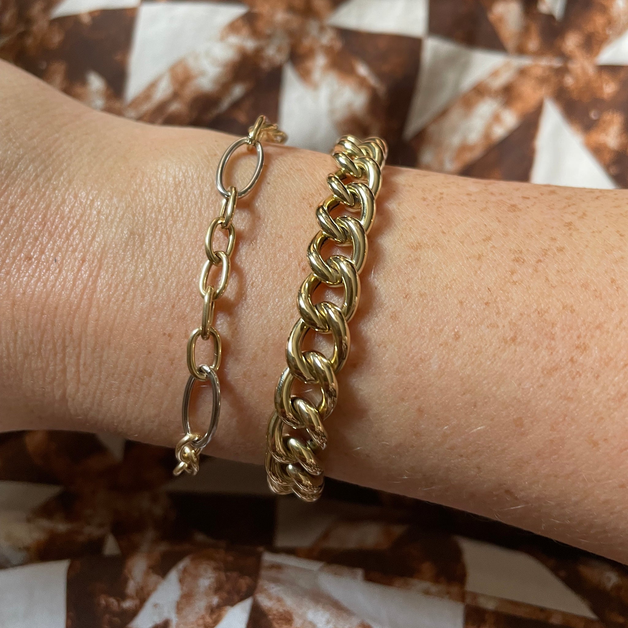 14K Gold Two Tone Italian Mixed Oval Link Bracelet for Women - Elegant Jewelry Gift for Birthday, Anniversary & Special Occasions