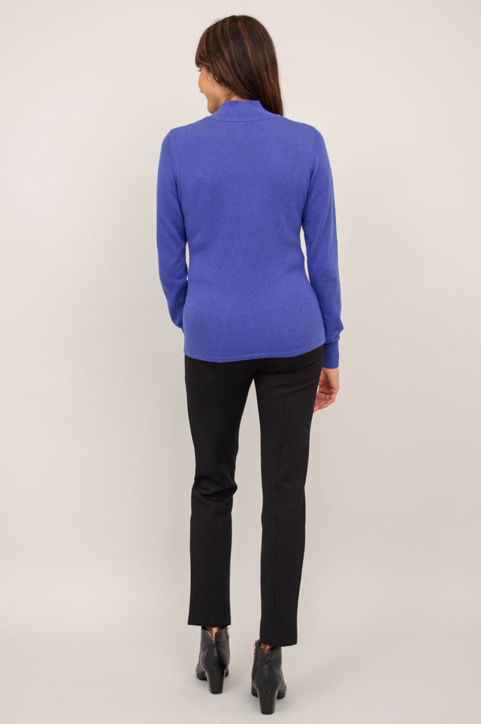 Cameron Sweater for Women - Soft Bamboo Cotton Blend, Deep Blue Cozy Pullover - Perfect for Casual Outings & Relaxing at Home