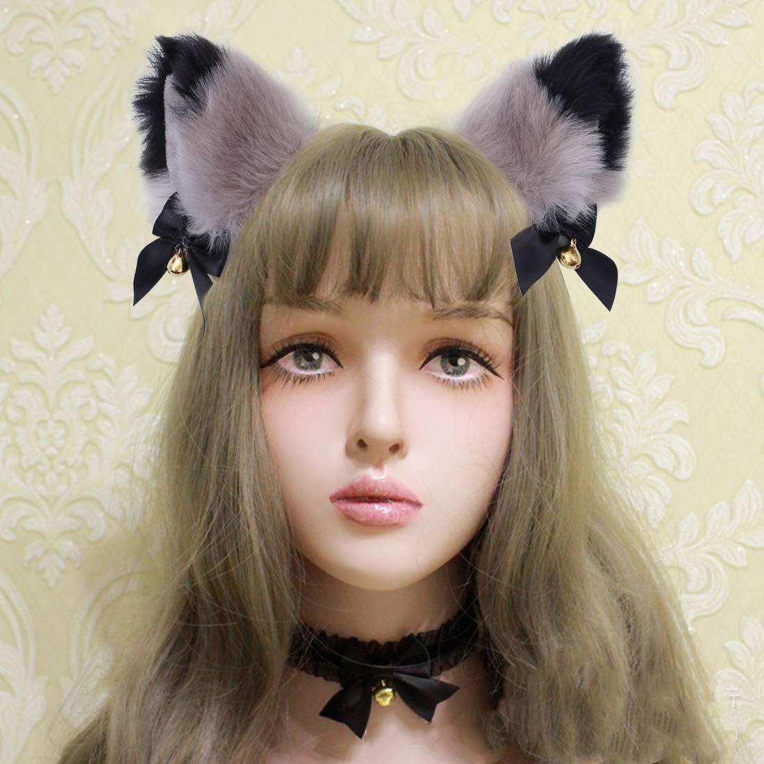 Fxaelian Animal Fox Cat Dog Ears Headband - Adjustable Cute Faux Fur Cosplay Costume Accessories for Halloween, Cosplay Parties, Anime Conventions and Pet Dress Up