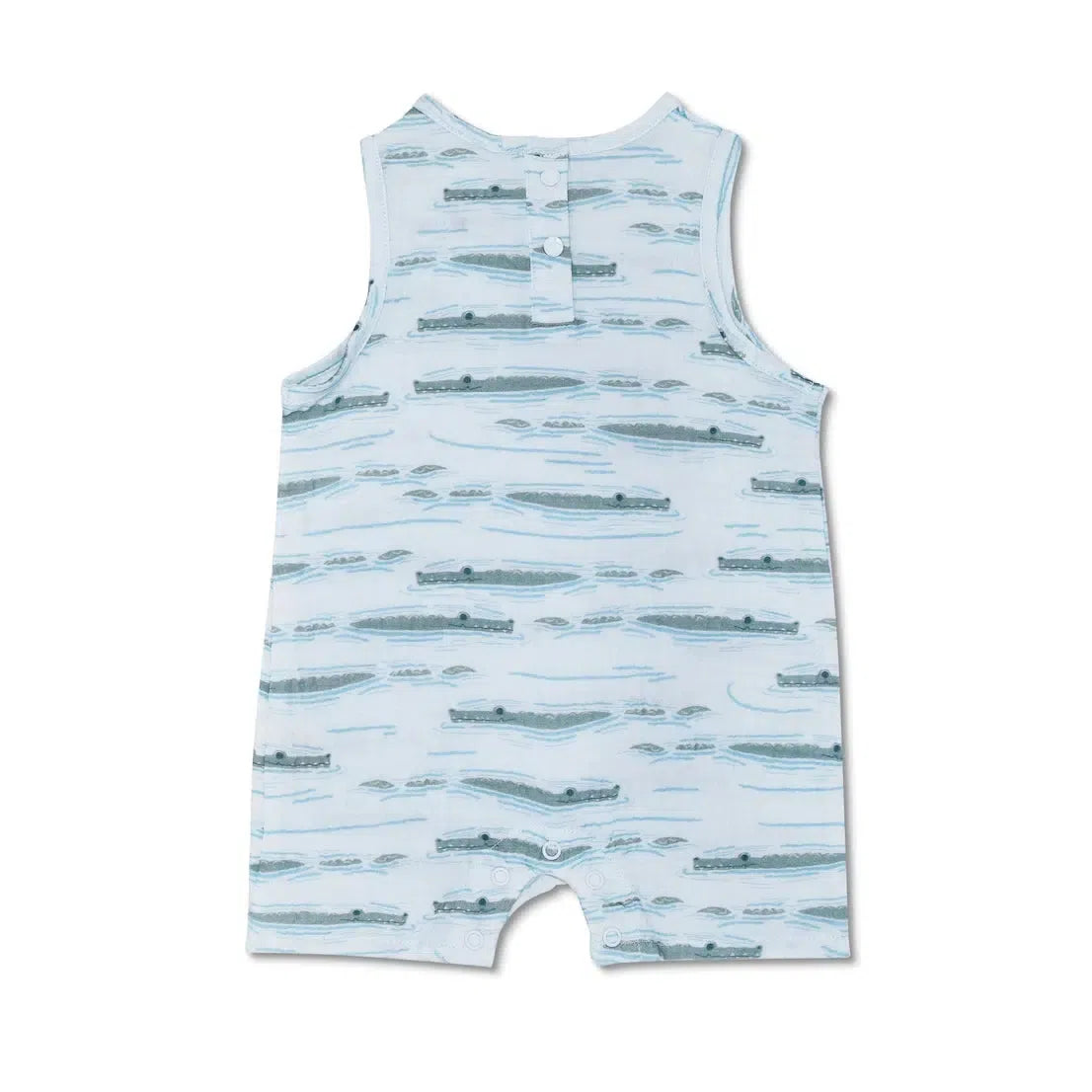 Organic Cotton Muslin Sleeveless Baby Coverall with Alligator Print - Soft & Breathable for Newborns & Infants - Perfect for Playtime, Daycare & Photo Shoots