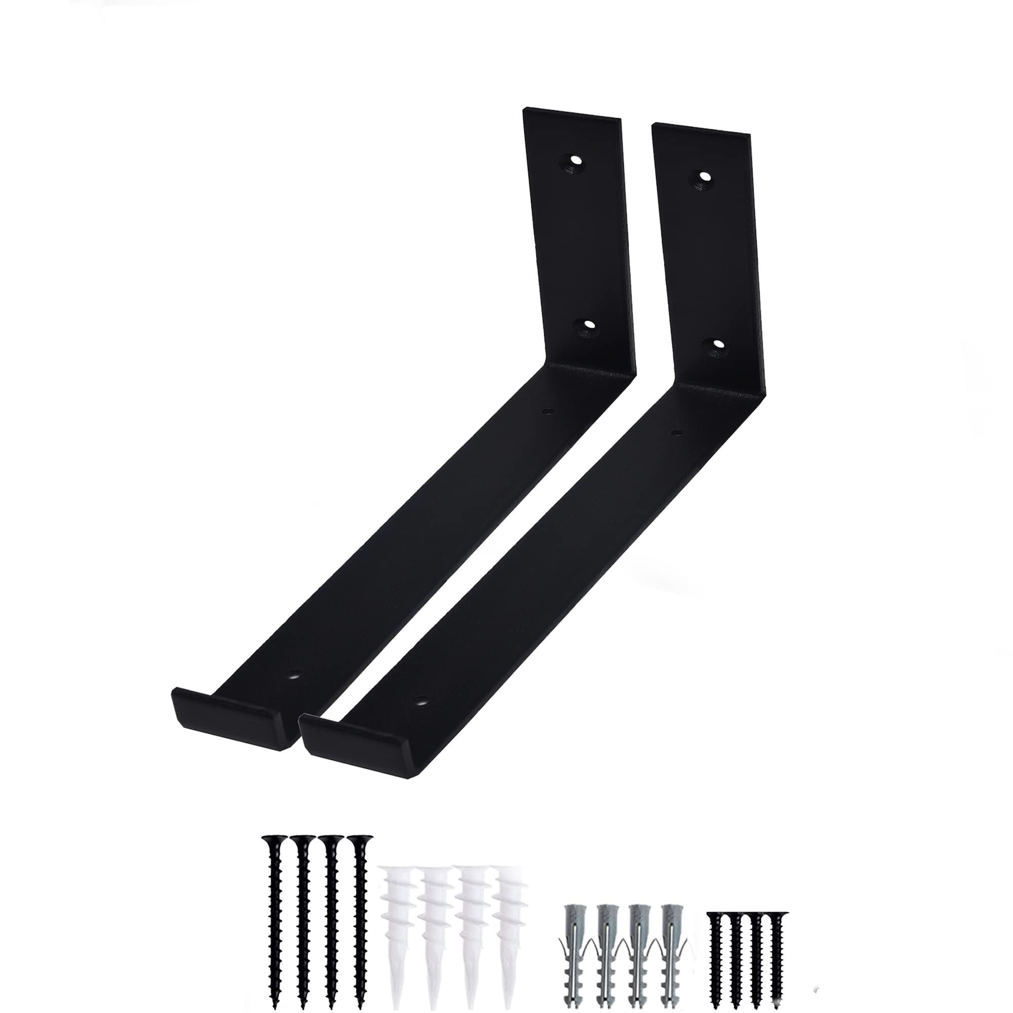 Heavy Duty Black Metal Shelf Brackets 2 Pack - 12