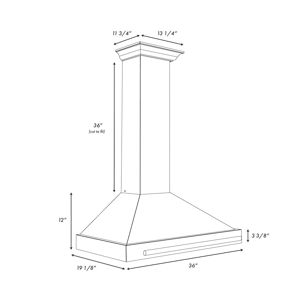 ZLINE 36 Inch Convertible Wall Mount Range Hood - Satin Stainless Steel with Copper Shell & Stainless Steel Handle (KB4SNX C 36) | Powerful Kitchen Ventilation for Cooking, Grilling & Baking