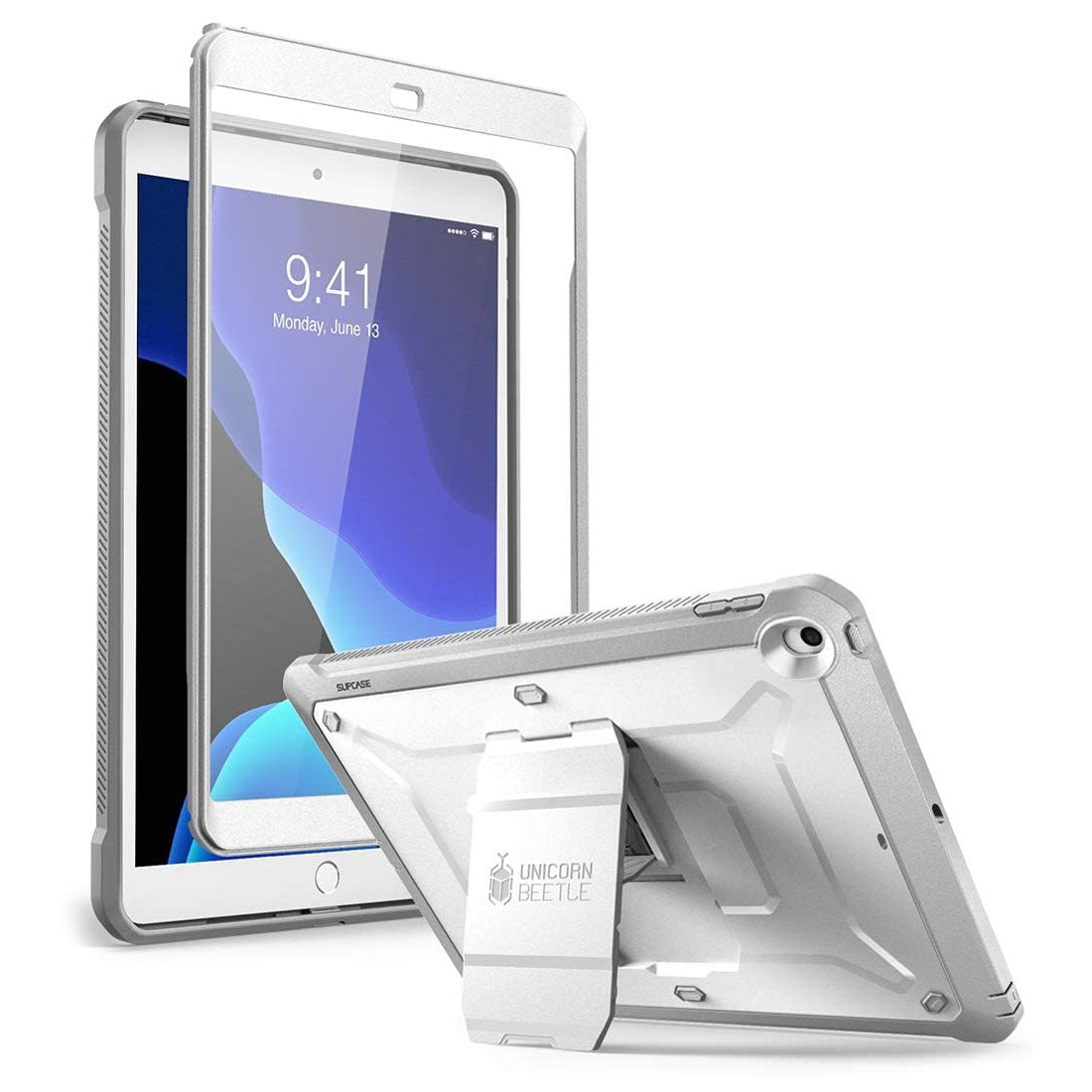 iPad 10.2 Inch Unicorn Beetle PRO Rugged Case - Shockproof Protective Cover with Built-in Screen Protector for iPad 7th/8th/9th Gen (White) - Perfect for Outdoor, Travel & Work Use