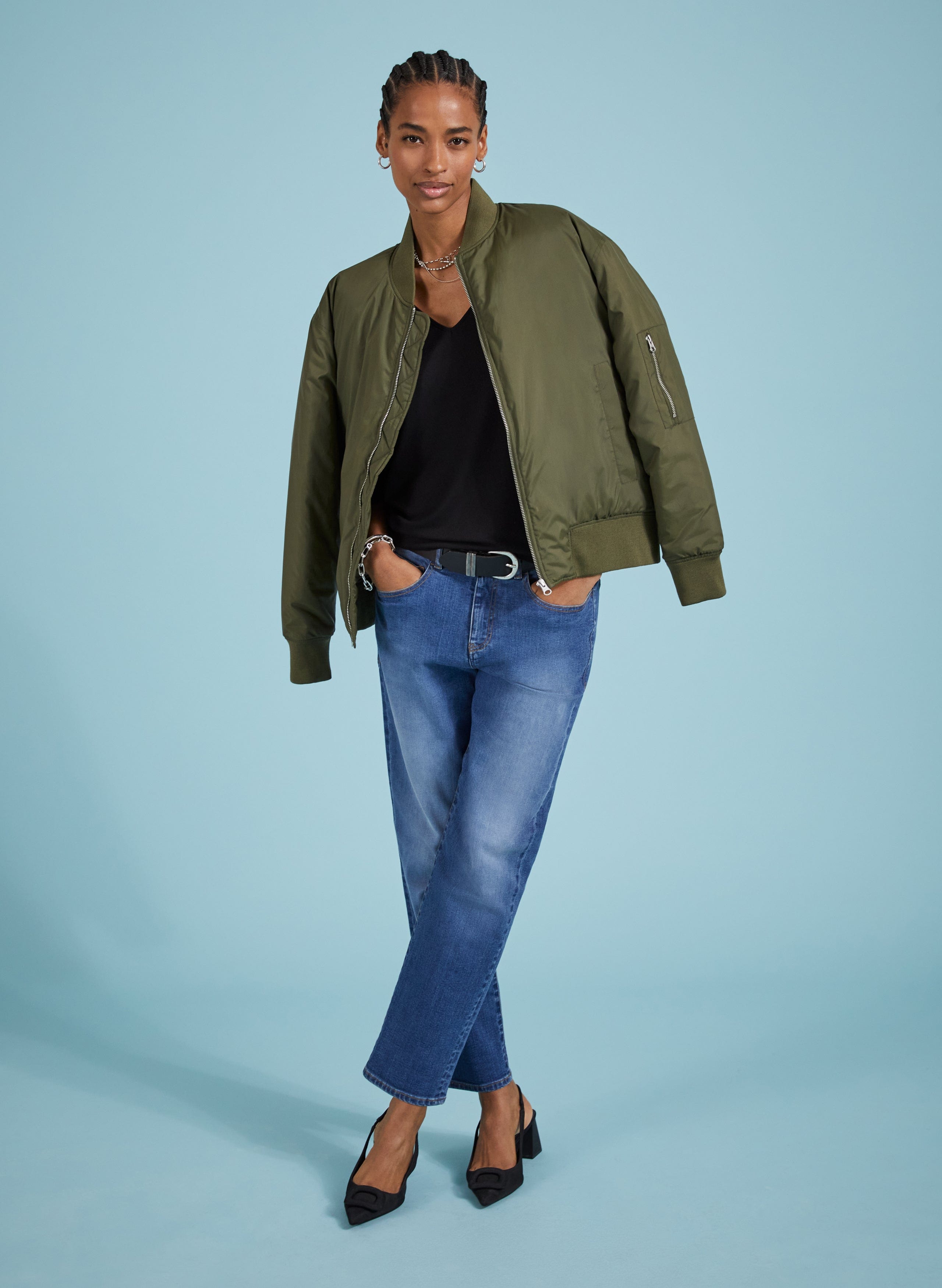 Ella LENZING™ ECOVERO™ Relaxed V Neck Women's T-Shirt - Caviar Black | Soft Sustainable Fabric for Casual Wear & Everyday Outfits