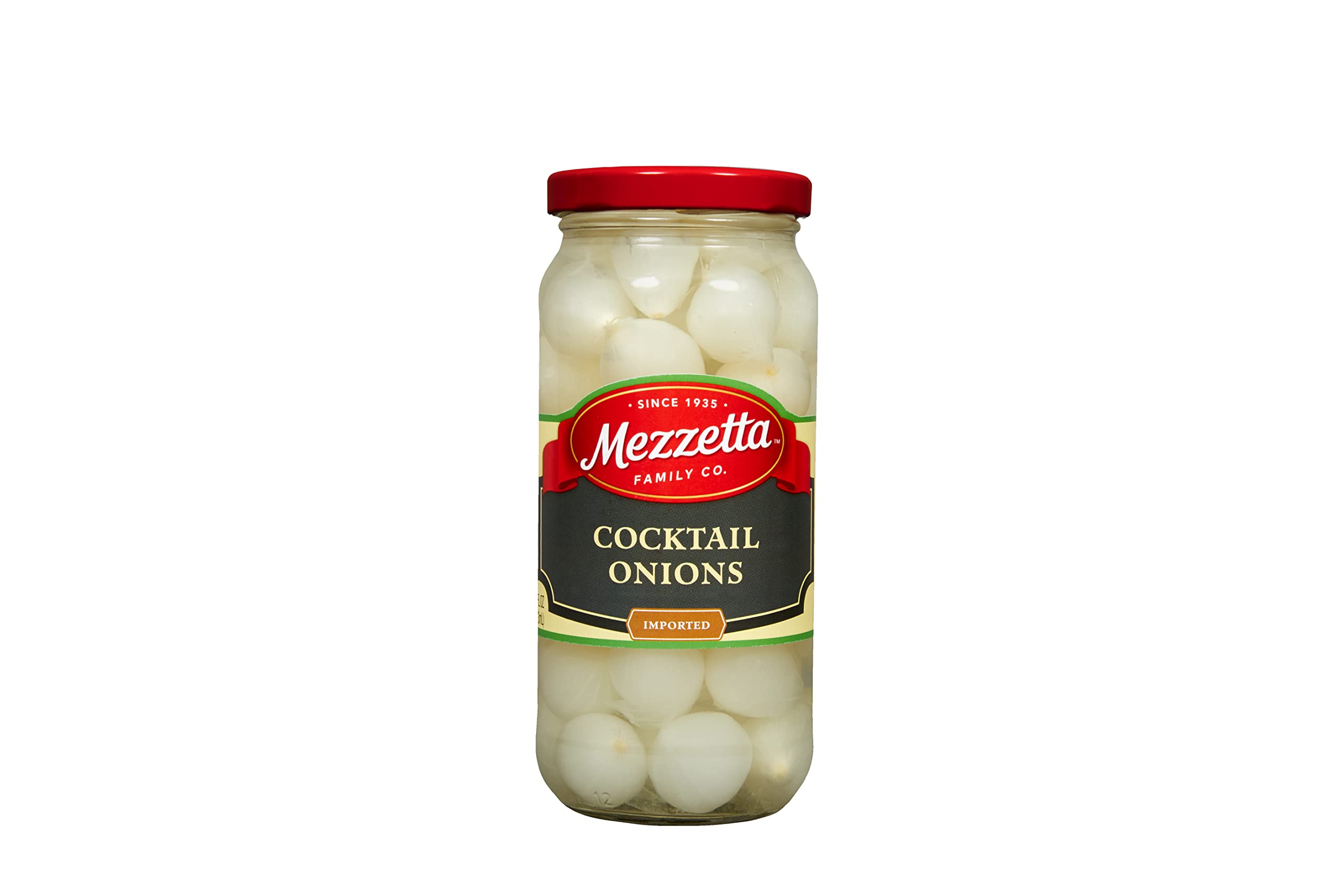 Mezzetta Cocktail Onions - Gluten Free, Keto & Kosher Certified - 16 fl oz Jar (6-Pack) - Perfect for Martinis, Bloody Marys & Charcuterie Boards
