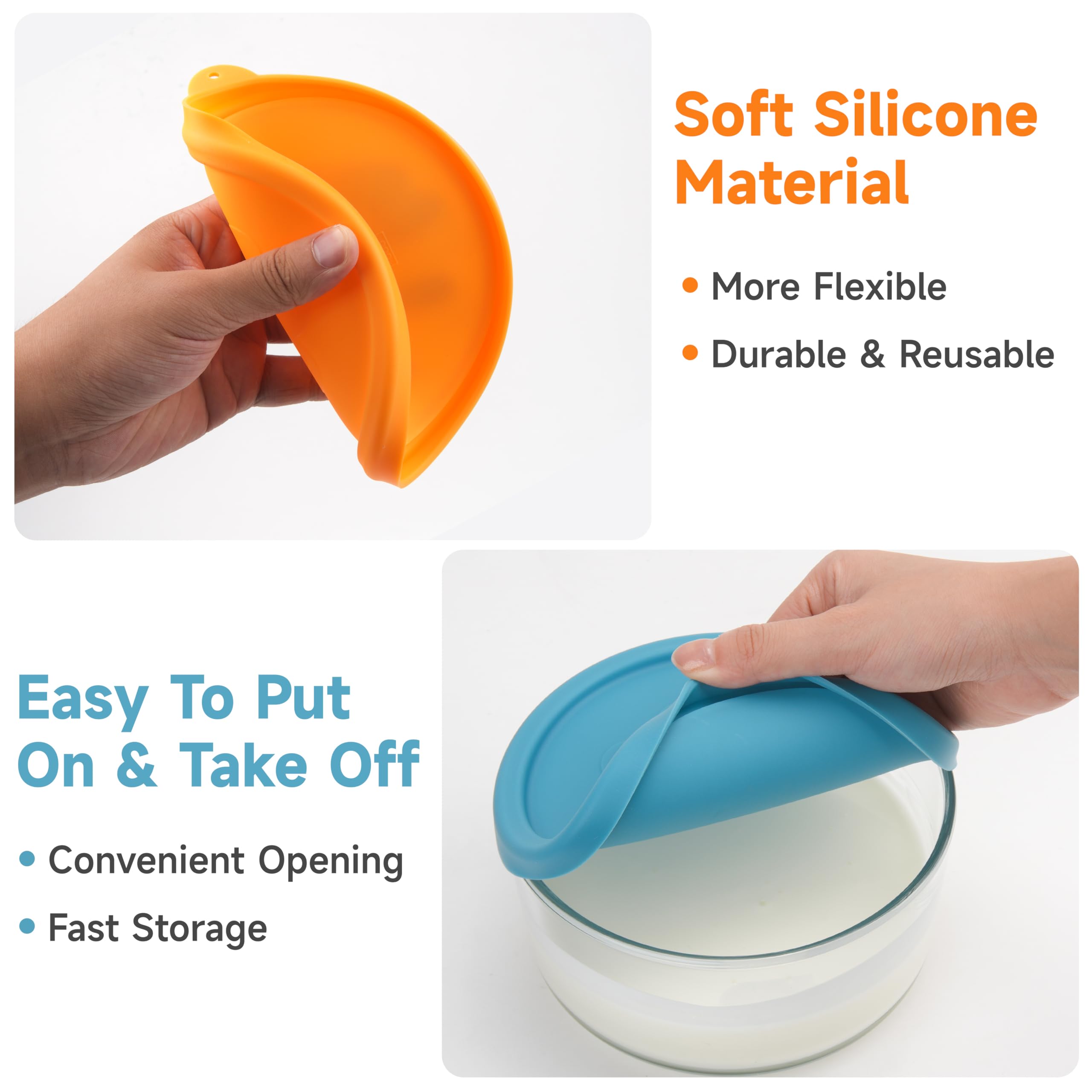 2-Pack Silicone Replacement Lids for 1-Quart Glass Yogurt Containers (4 Cup) - Reusable, Dishwasher, Freezer & Microwave Safe - Perfect for Food Storage, Meal Prep & Leftovers (Containers Not Included)