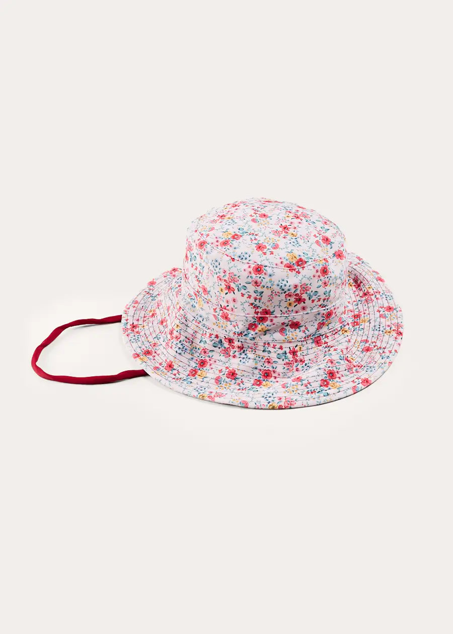 Louisa Floral Beach Hat in Pink (S M) - Wide Brim Sun Hat for Women, UPF 50+ Sun Protection, Perfect for Beach Vacation, Pool Party, and Summer Outfits