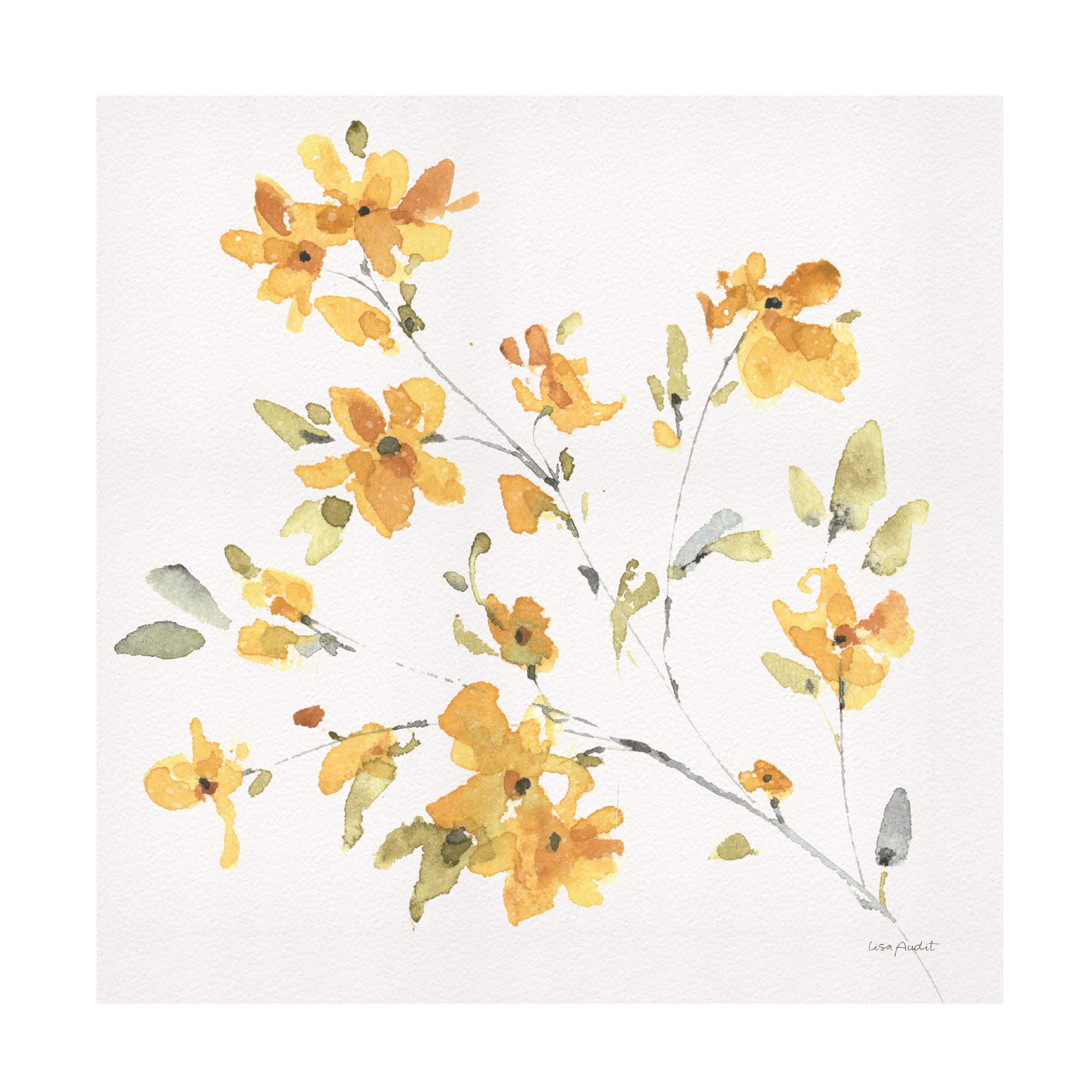 Lisa Audit 'Happy Yellow 05' Canvas Wall Art Print - Modern Abstract Yellow Painting for Living Room, Bedroom & Office Decor