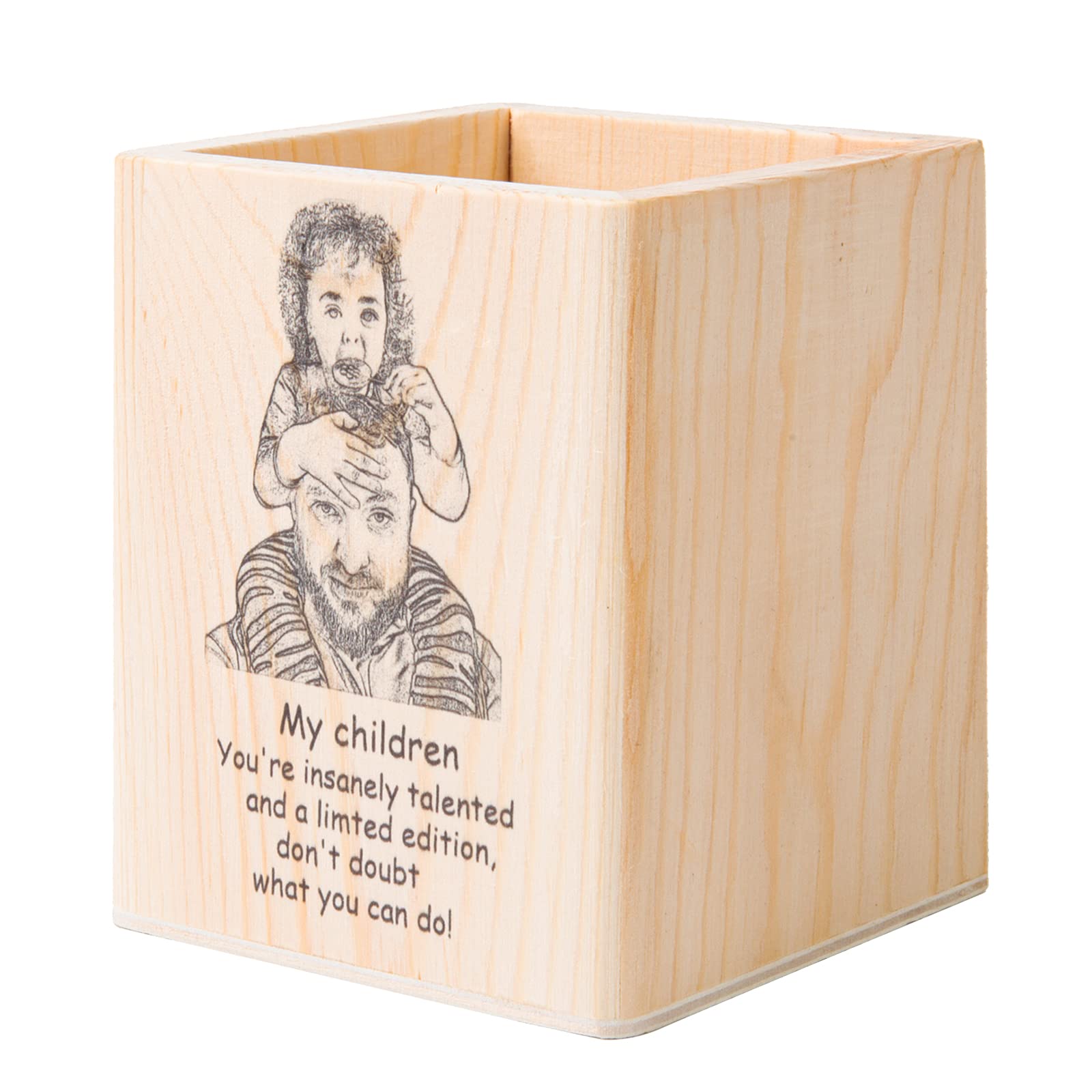 Custom Personalized Wooden Pencil Holder with Photo - Inspirational Desk Organizer, Cute Pen Cup for Teens | Unique Back to School Gift for Girls, Friends & Sisters | Perfect for Office, Study Desk & Dorm Room Decor
