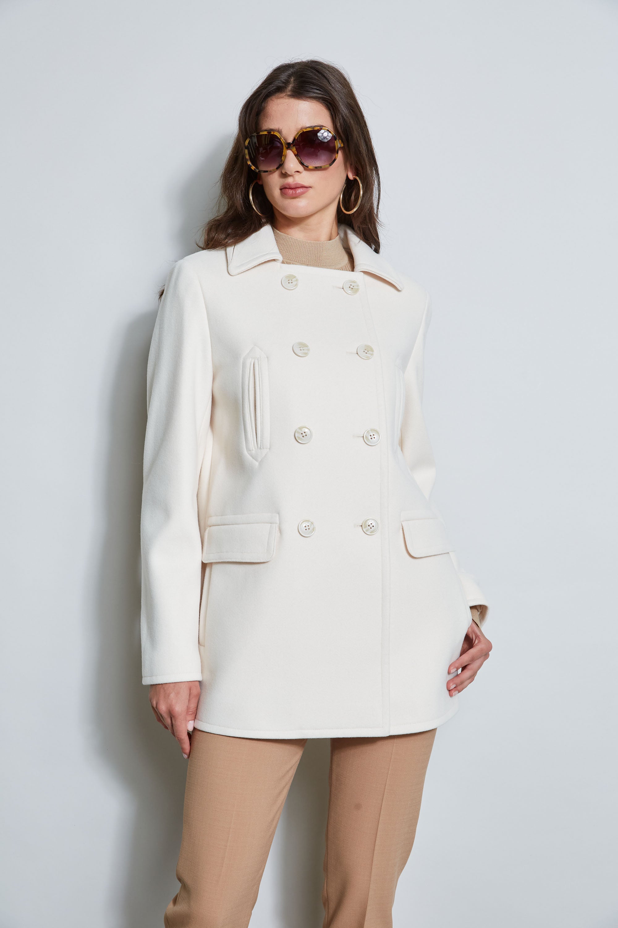 Women's Faux Fur Collar Peacoat Winter Coat - Elegant Warm Jacket for Cold Weather | Perfect for Office, Dating & Outdoor Activities