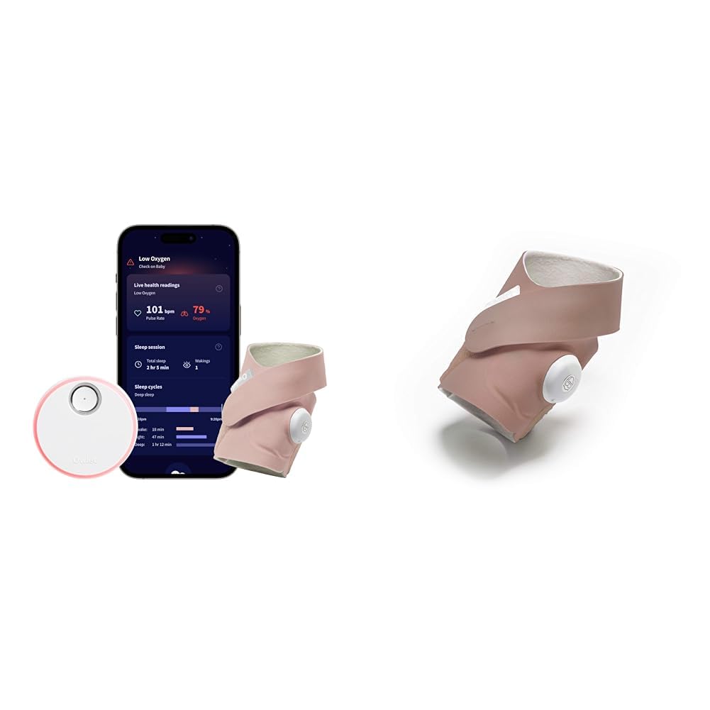 Owlet Dream Sock® Smart Baby Monitor with Heart Rate & Oxygen Tracking - Dusty Rose Sock for Newborns & Infants | Wearable Sleep Tracker for Peace of Mind | Perfect for Nursery, Travel & Overnight Care