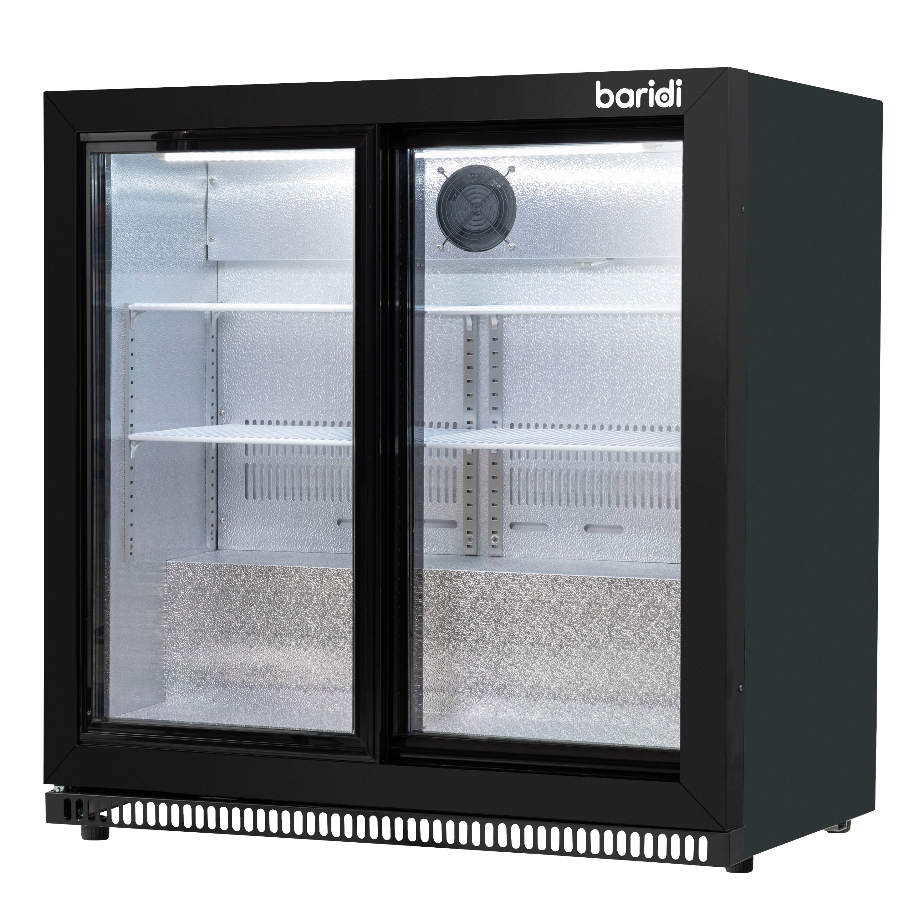 Baridi 190L Double Sliding Door Back Bar Refrigerator - Commercial Grade Black Drink Cooler for Bars, Restaurants & Home Use - Perfect for Chilling Beer, Wine & Beverages