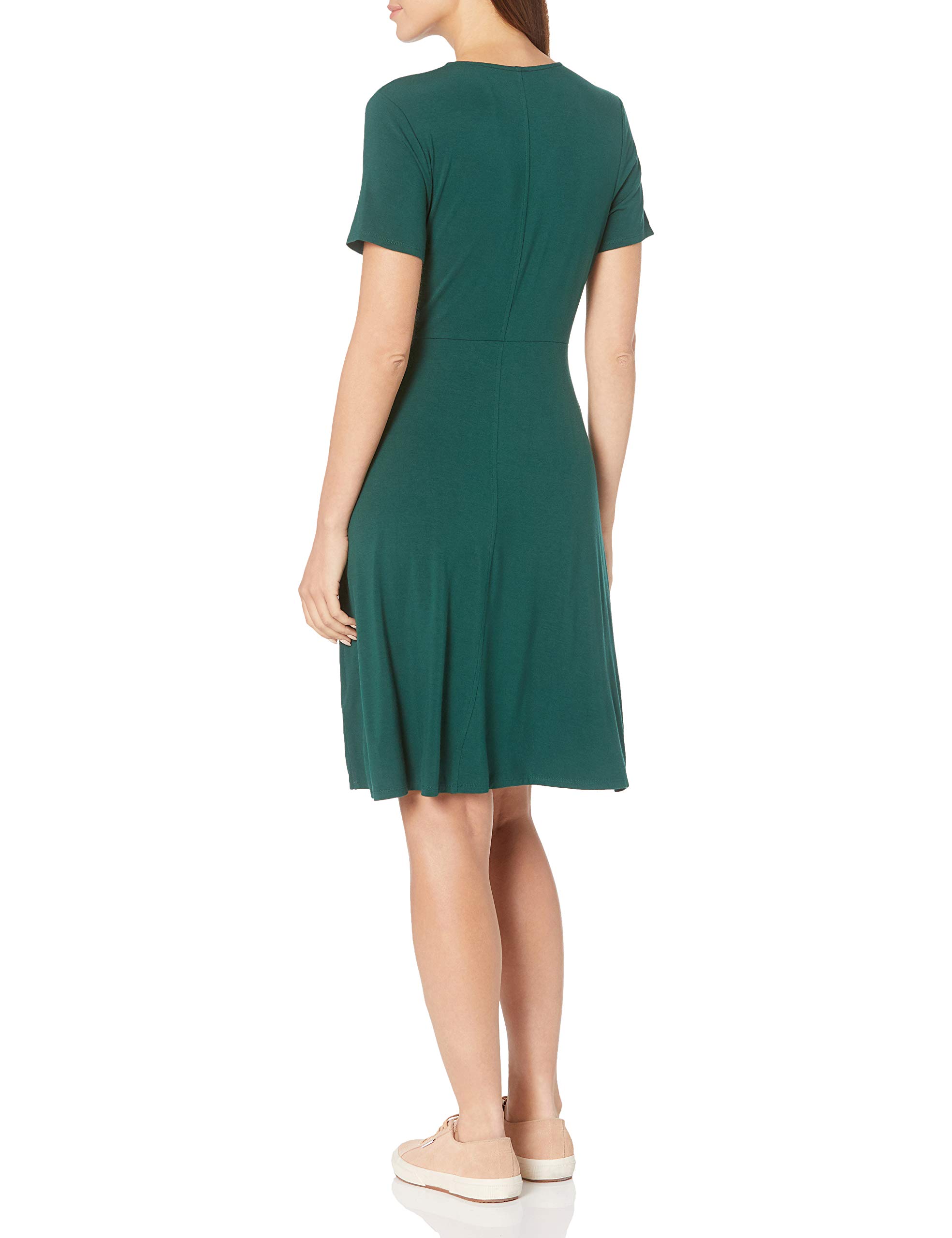 Amazon Essentials Women's Short Sleeve Faux-Wrap Dress - Flattering Casual & Office Wear for Women | Comfortable Stretch Fabric, Wrap V-Neck Design | Perfect for Work, Date Night & Summer Outings