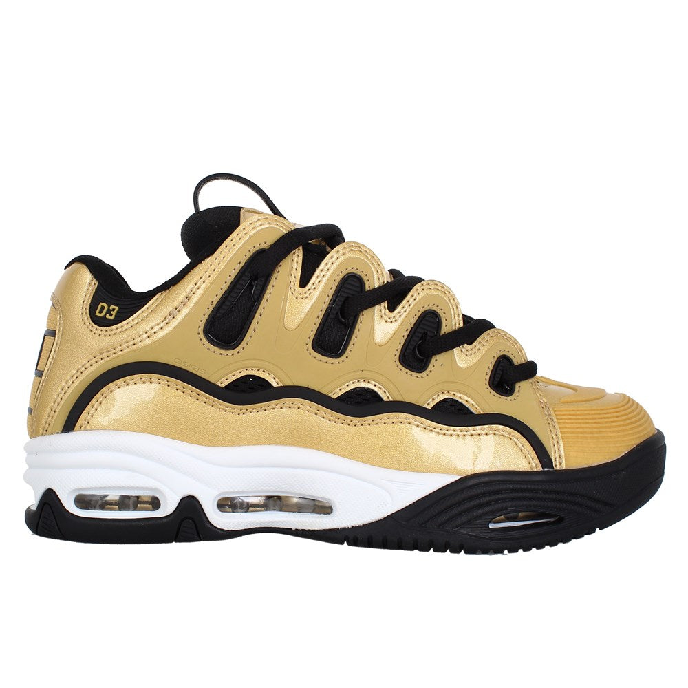 Osiris D3 2001 Skate Shoes - Gold/Black/White Retro Sneakers for Men & Women - Perfect for Streetwear, Skateboarding & 90s Fashion Style