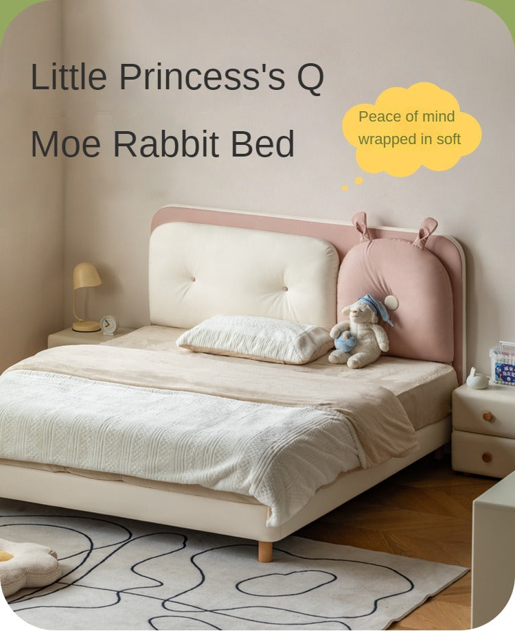 Organic Soft Leather Kids Rabbit Bed - Cozy & Safe for Baby's Nursery, Toddler Room, or Playtime Comfort
