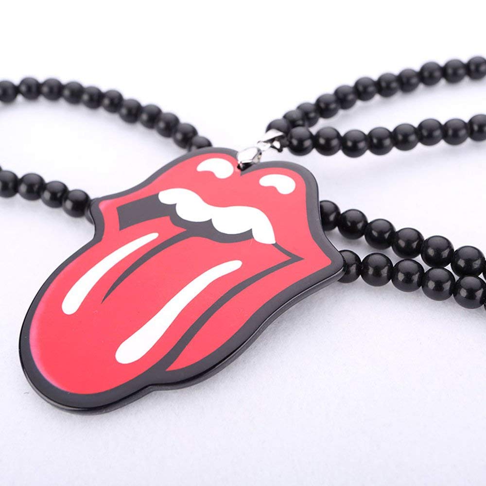 INEBIZ Hip Hop Acrylic Red Lip & Tongue Car Mirror Hanging Charm - Beaded Pendant for Car Decoration Accessories - Perfect for Street Style, Urban Cars & Hip Hop Lovers