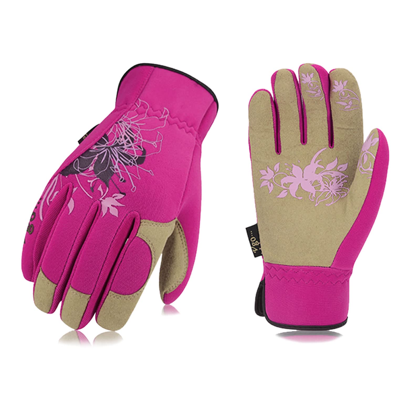 Vgo Women's Synthetic Leather Gardening Gloves - Breathable, Non-Slip Work Gloves with High Dexterity - Washable & Durable (Size S, Red, SL7443) - Perfect for Planting, Weeding & Outdoor Yard Work