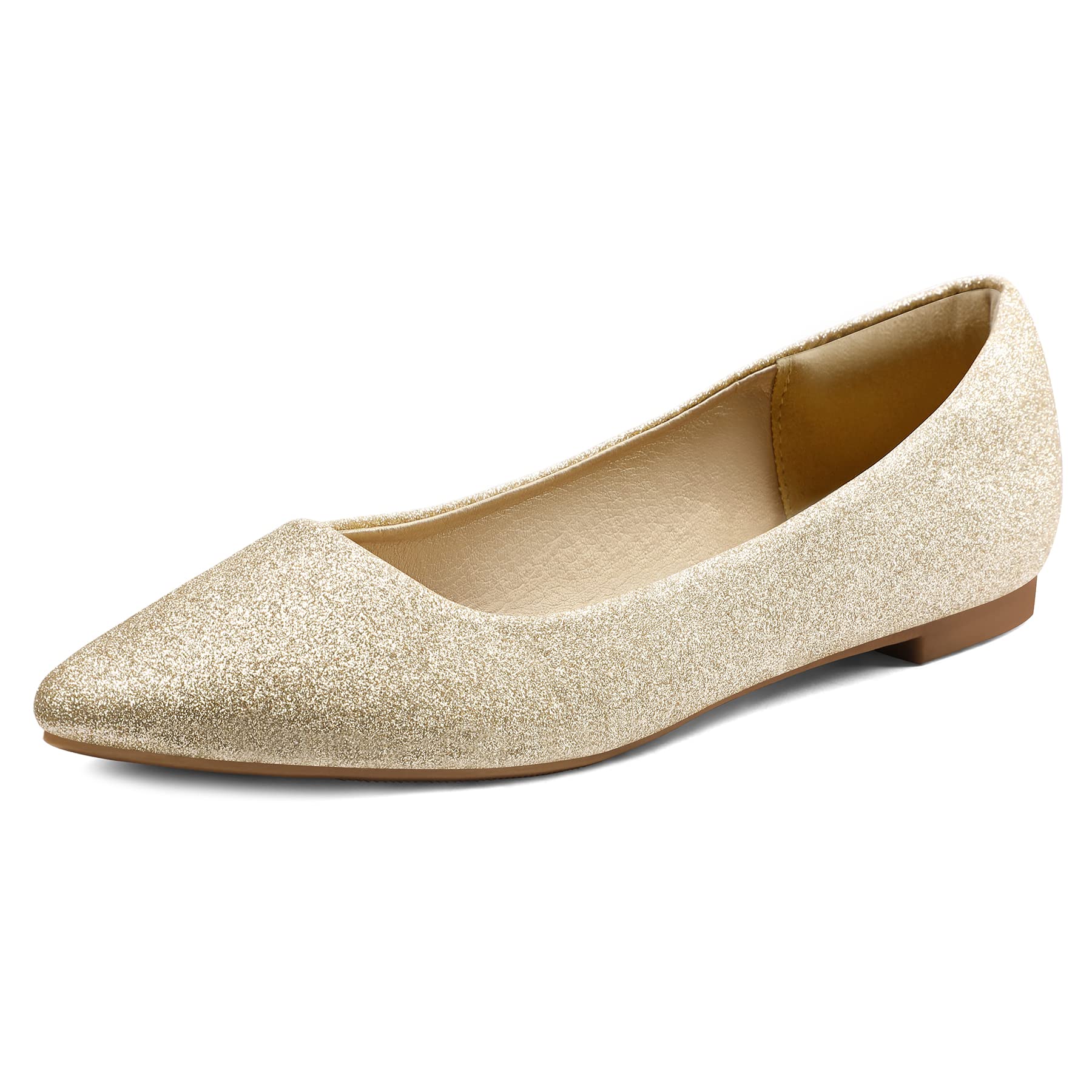 Mysoft Women's Pointed Toe Ballet Flats - Slip On Dress Shoes with Comfort Heel Protection for Work, Office & Special Occasions